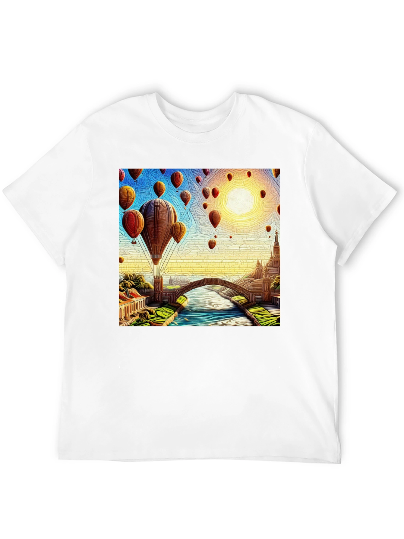 Black Hot Air Balloon Landscape Graphic Tee view 12