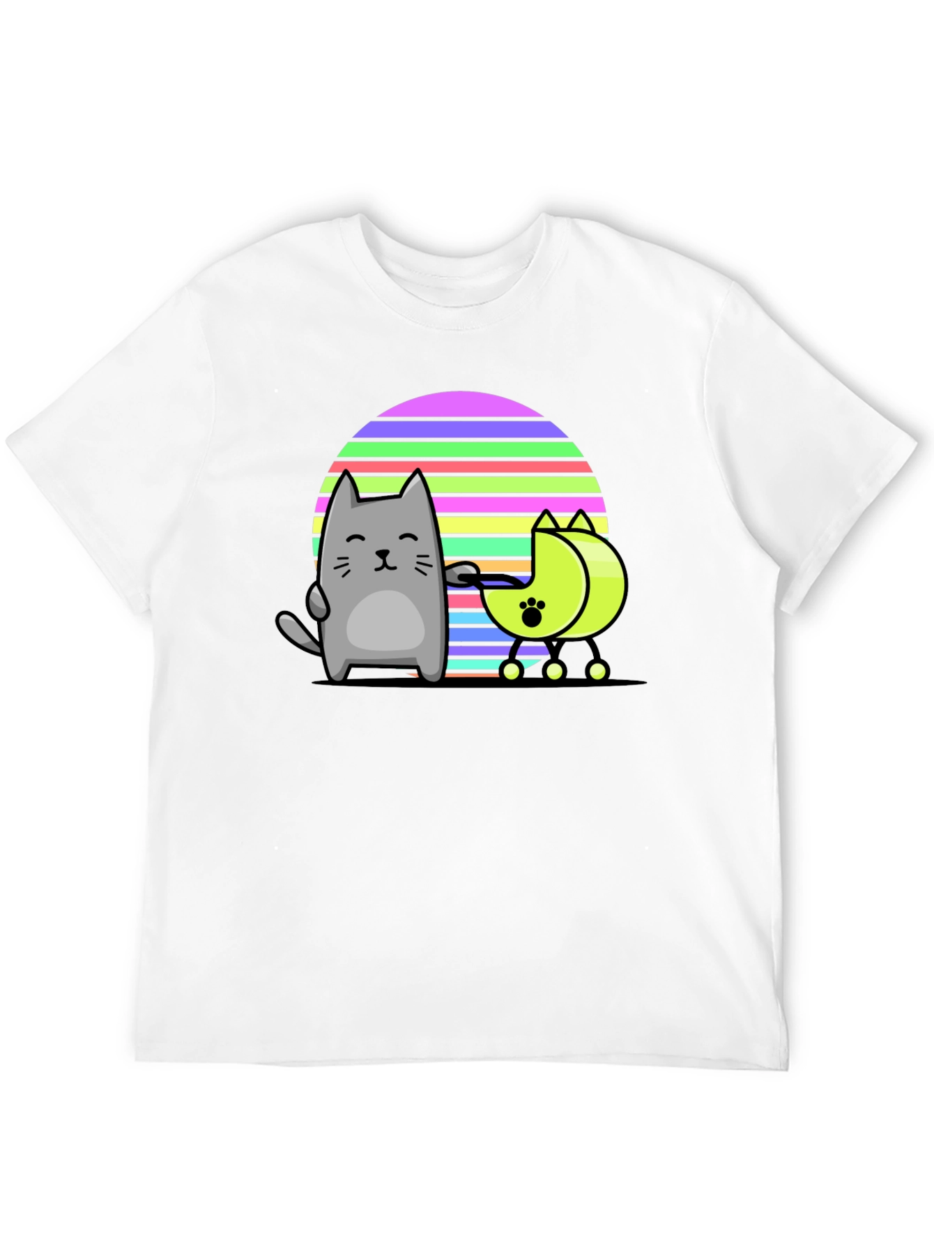 Black Cute Cat and Moon Walker T-Shirt view 12