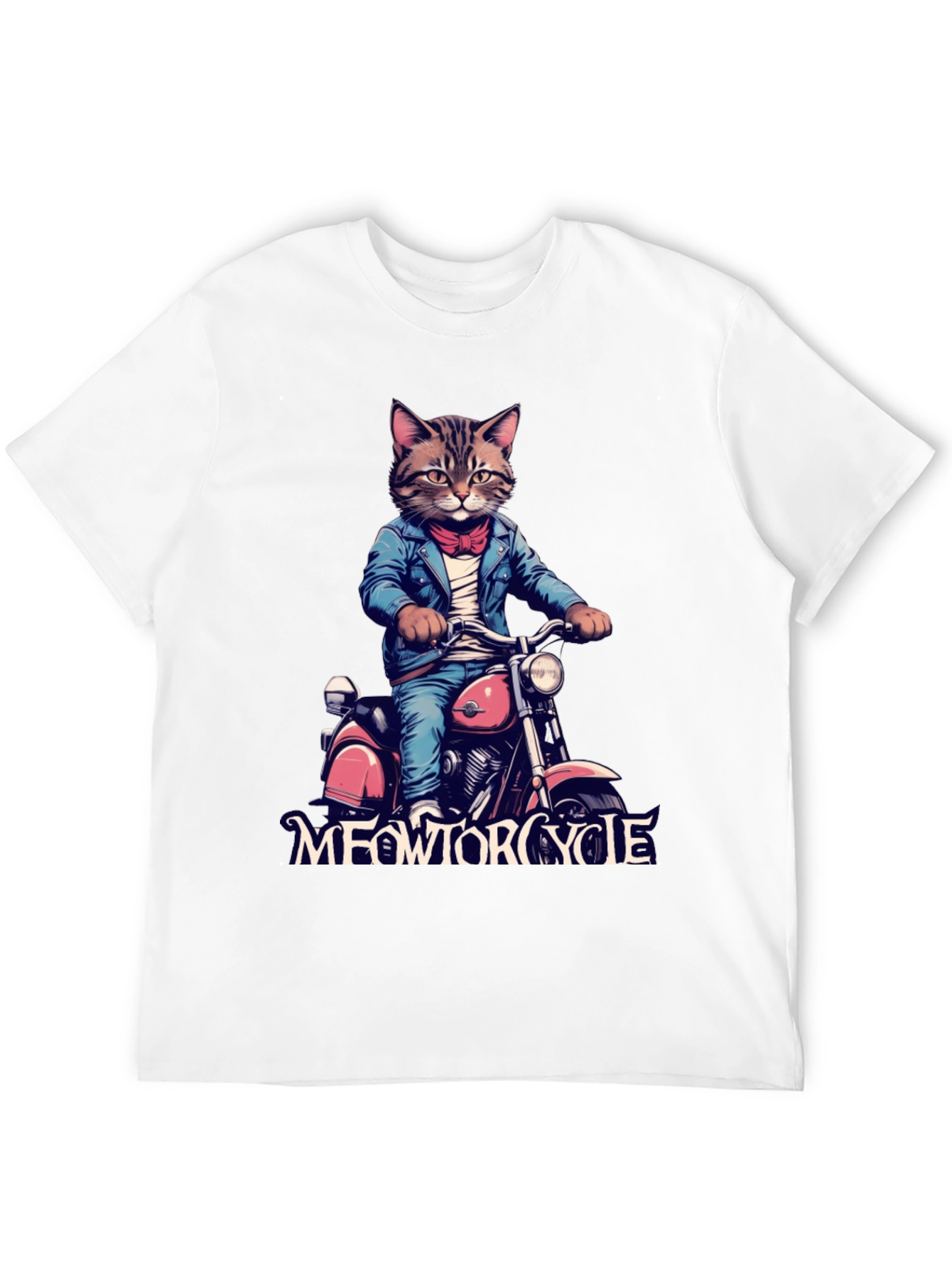 Black Meowtorcycle Cat T-Shirt view 12
