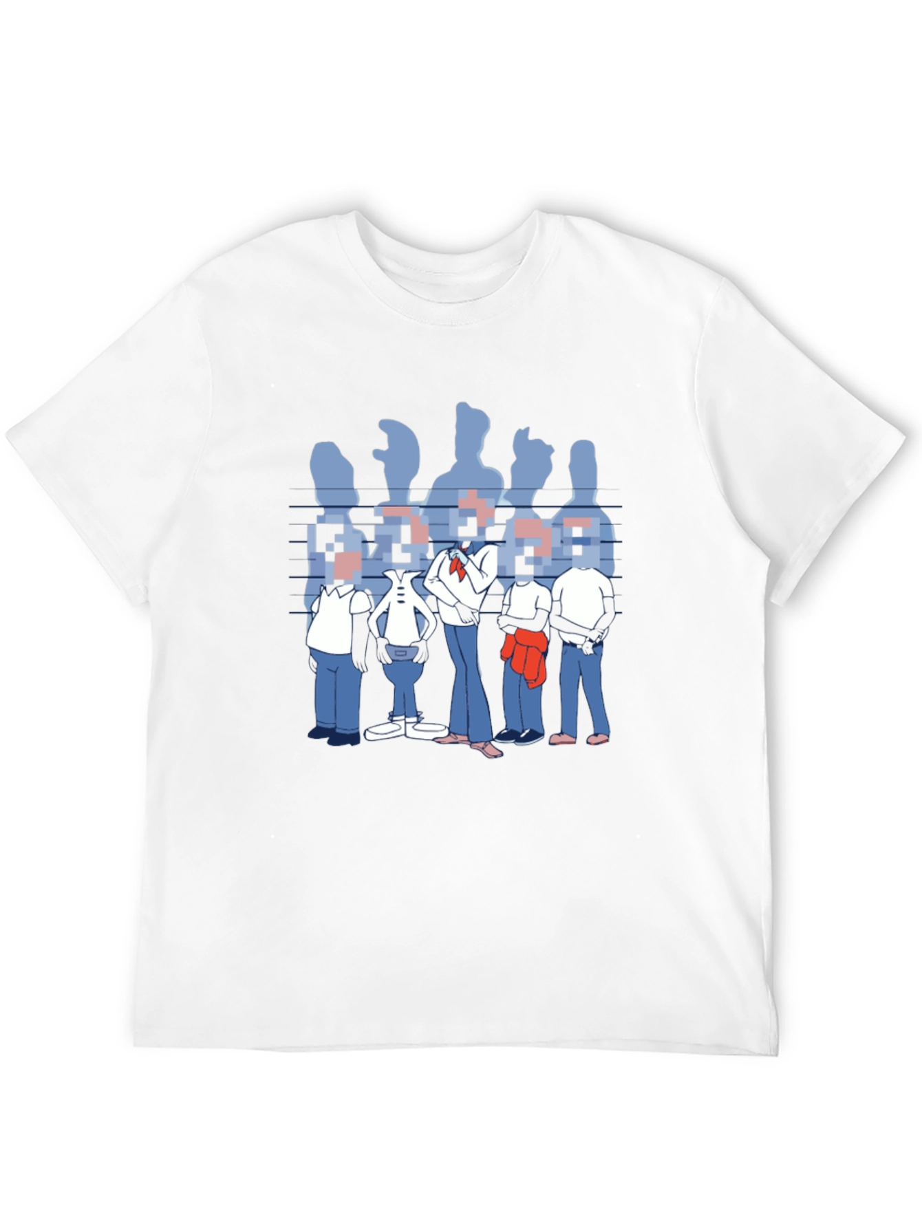 Black Pixelated Faces Graphic Black T-Shirt view 12