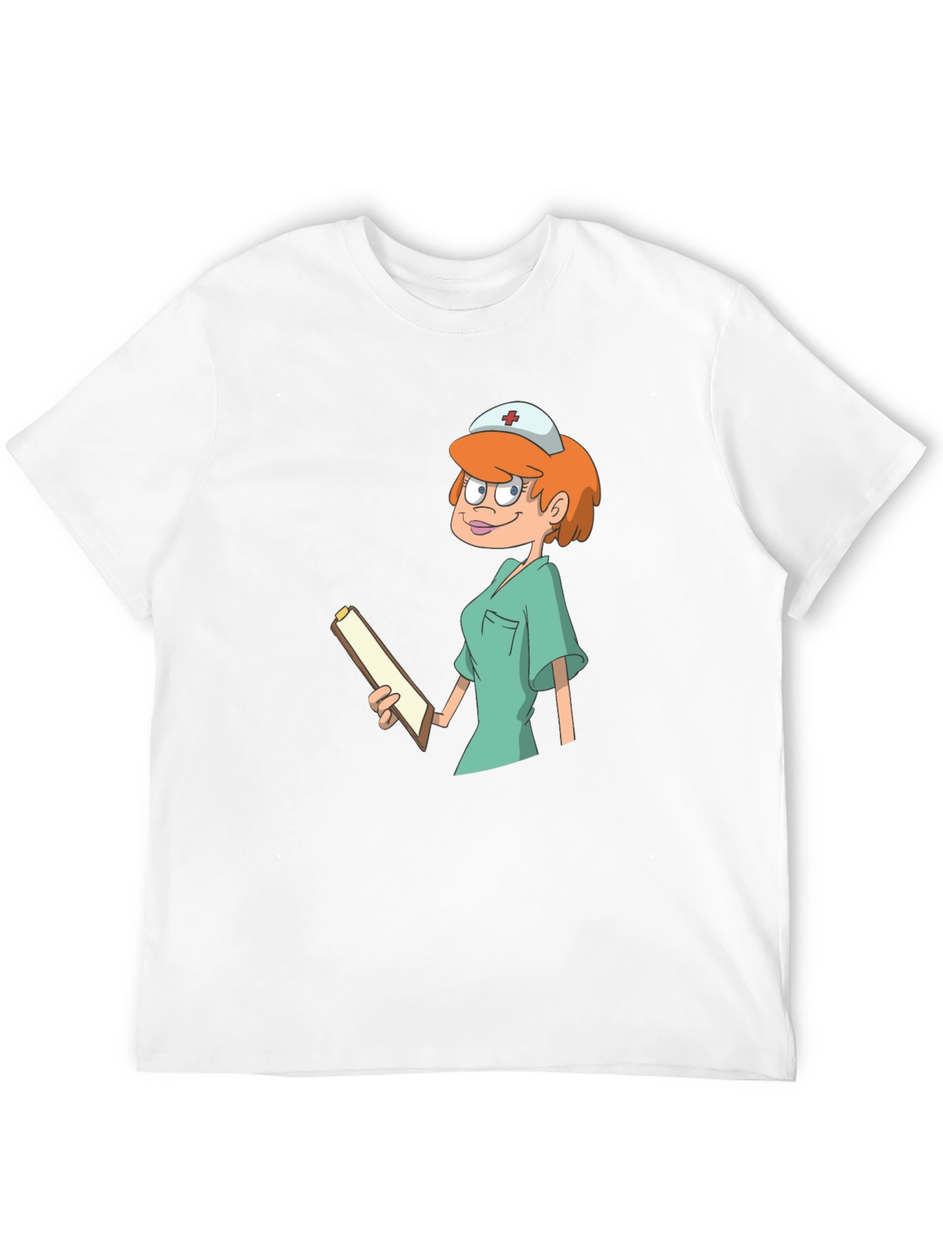 Black Cartoon Nurse Graphic Tee - Unisex Cotton T-Shirt view 12