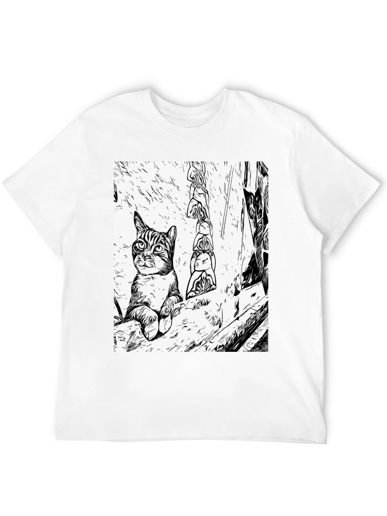 Black Cat Art Black T-Shirt view 12