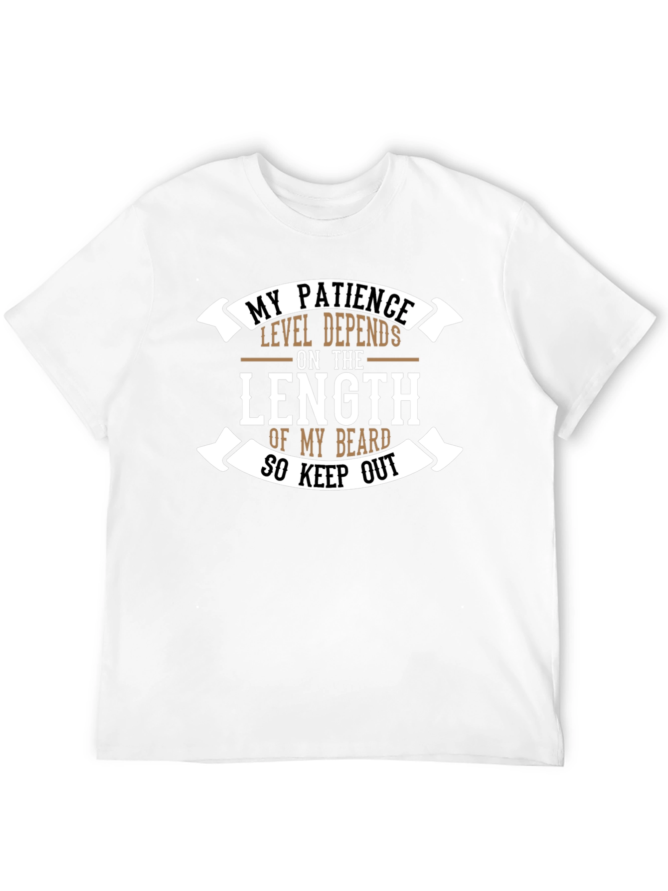 Black Beard Length Patience T-Shirt - Funny Graphic Tee view 12