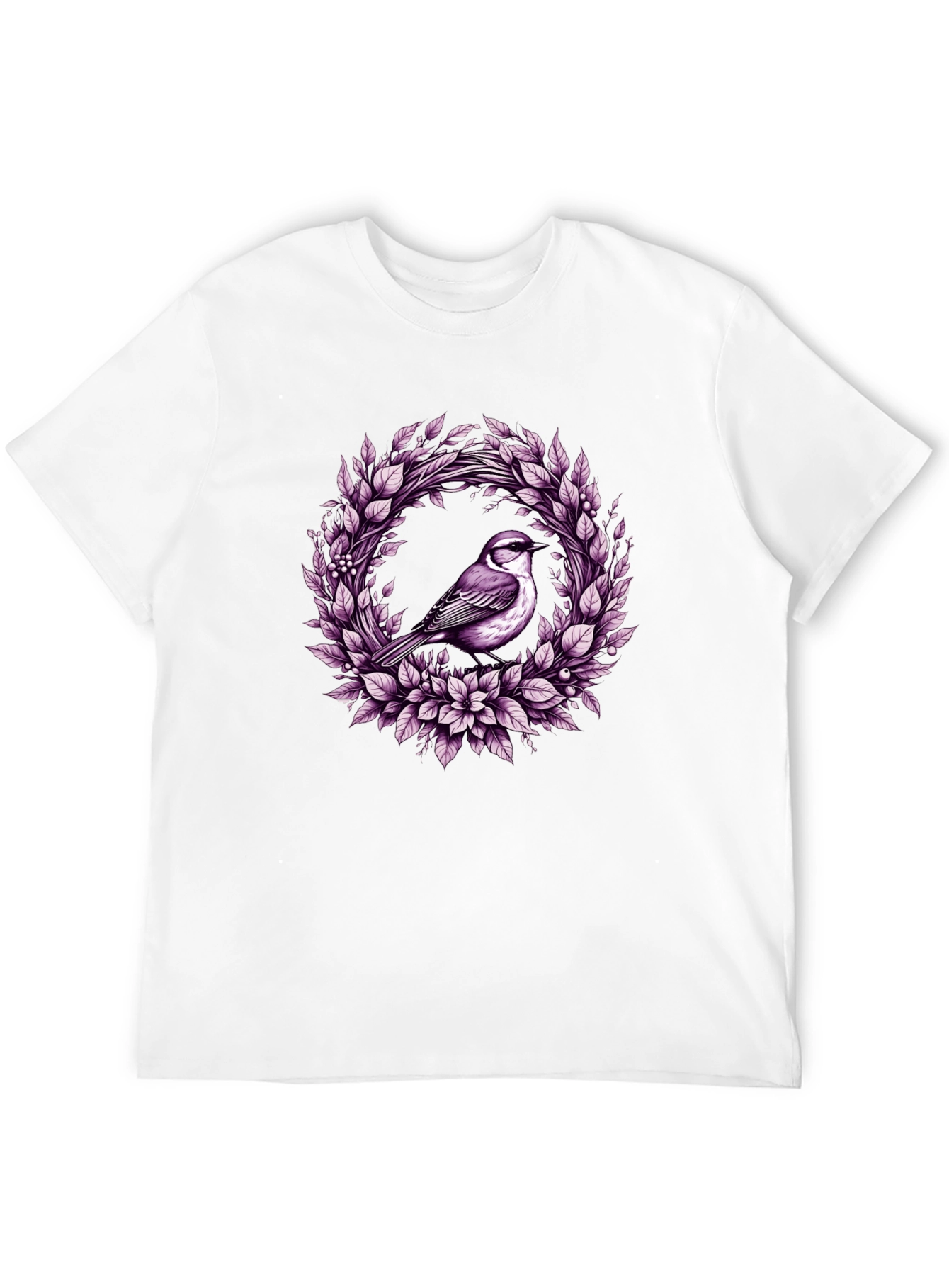 Black Bird & Floral Wreath Graphic Tee view 12