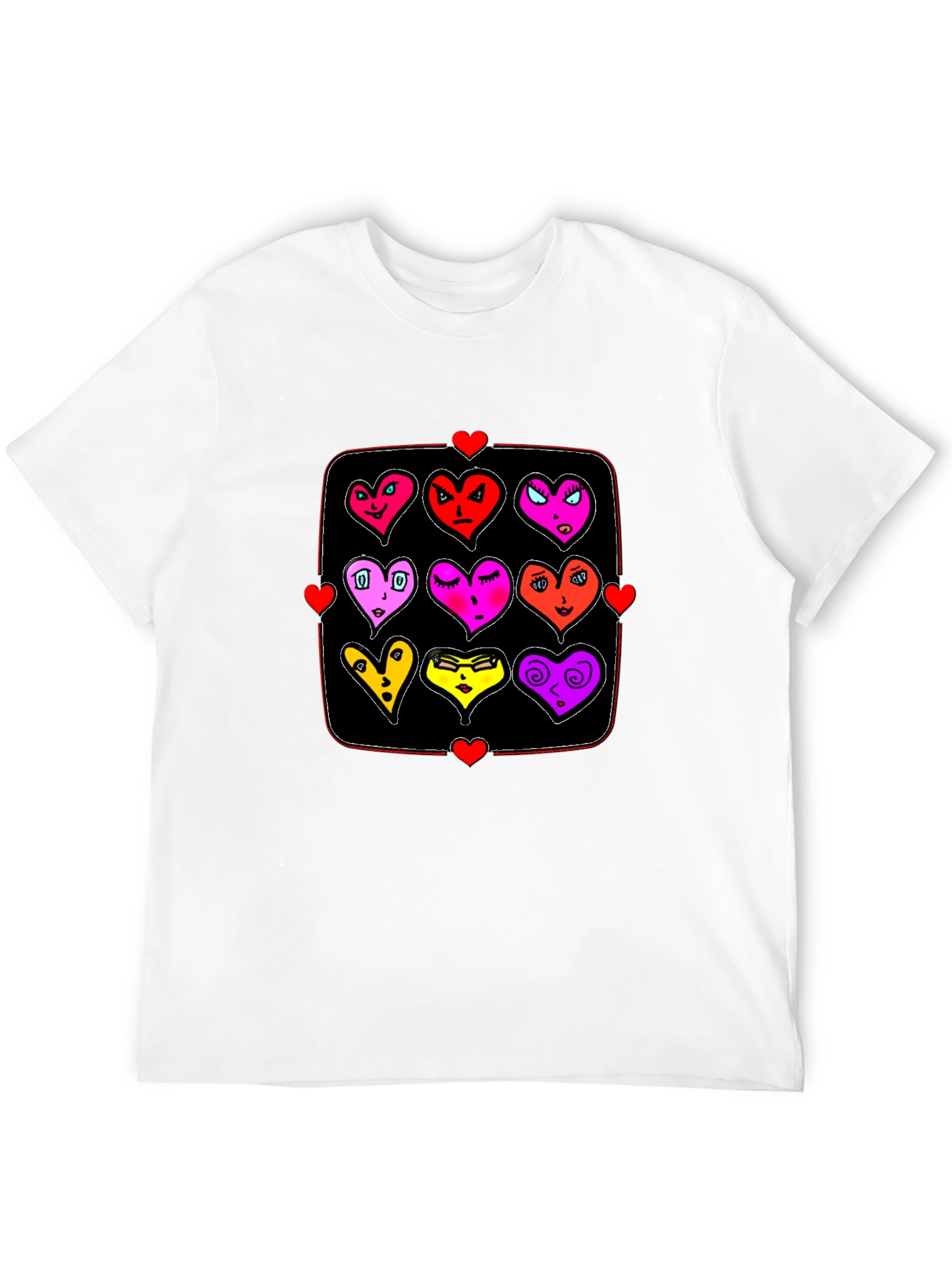 Black Heart Emoji Grid T-Shirt - Black Graphic Tee view 12