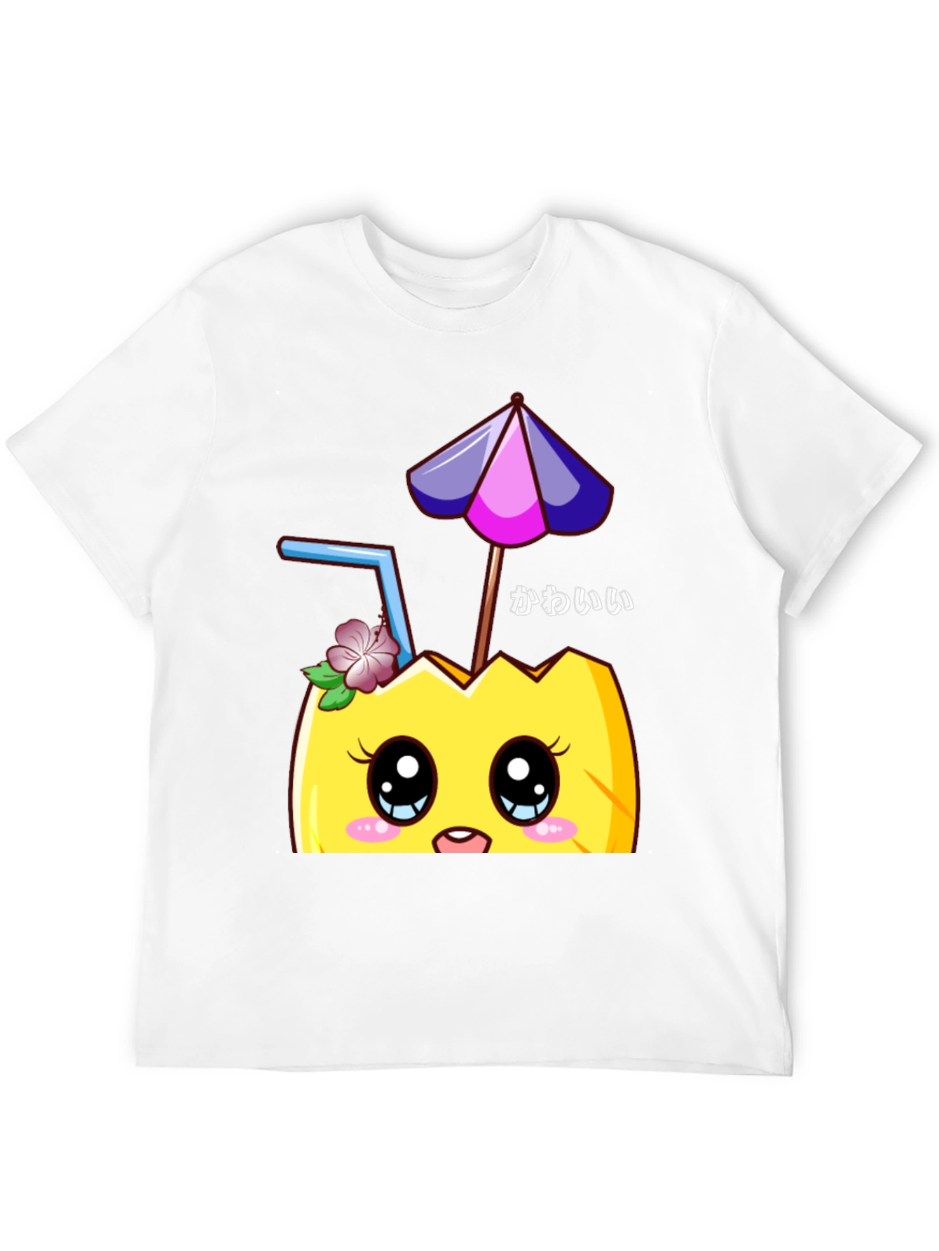 Black Kawaii Pineapple T-Shirt - Tropical Summer Vibes view 12
