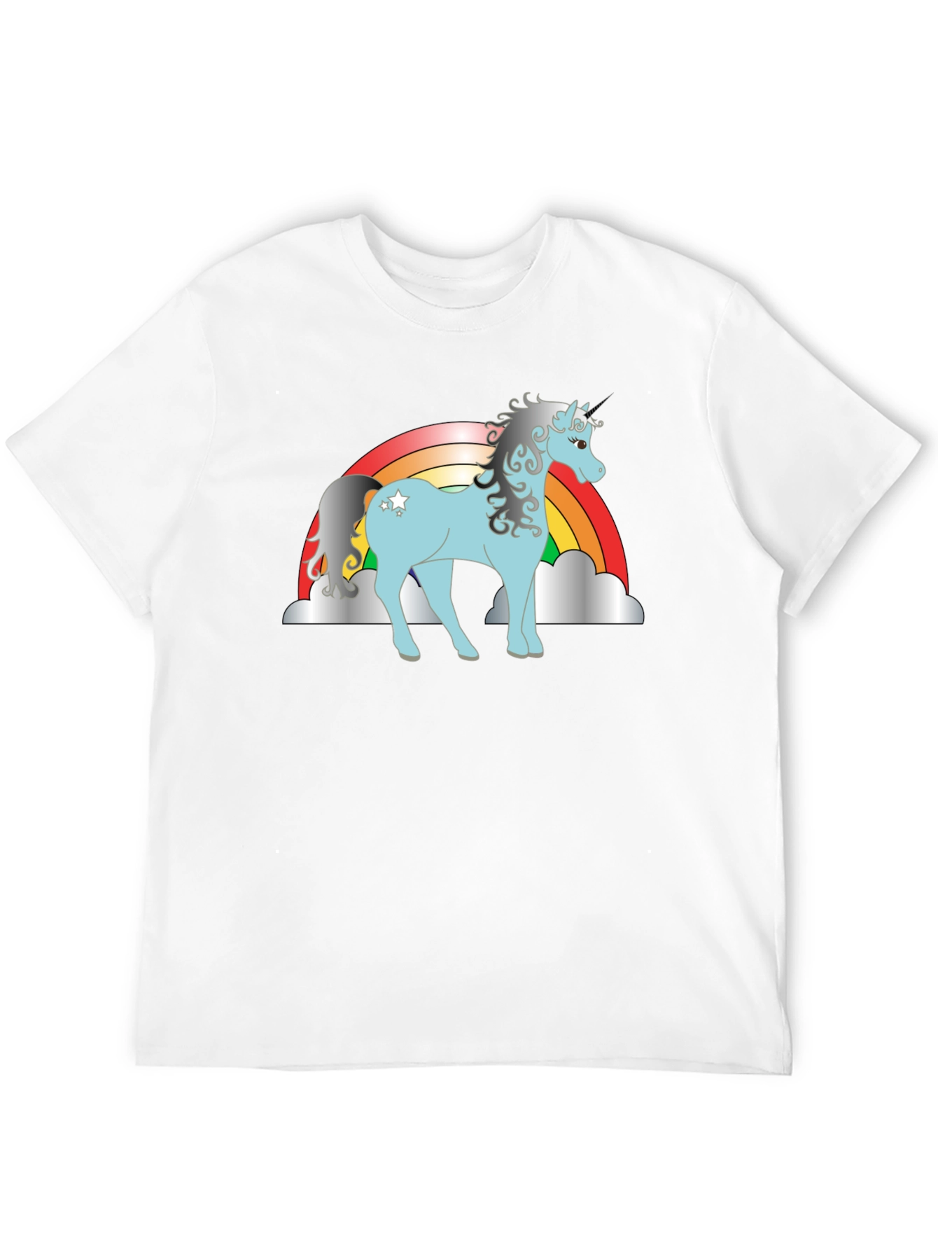 Black Rainbow Unicorn Graphic Tee - Black Cotton Shirt view 12