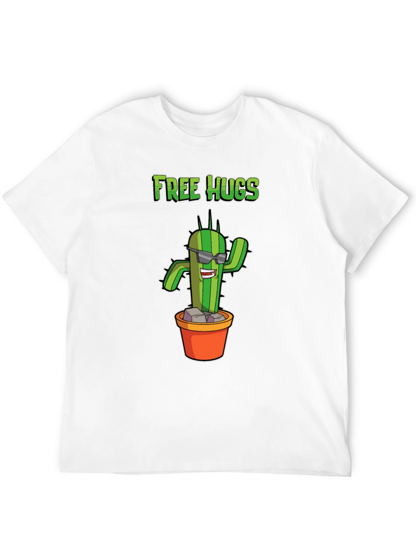 Black Funny Cactus Free Hugs Graphic T-Shirt view 12