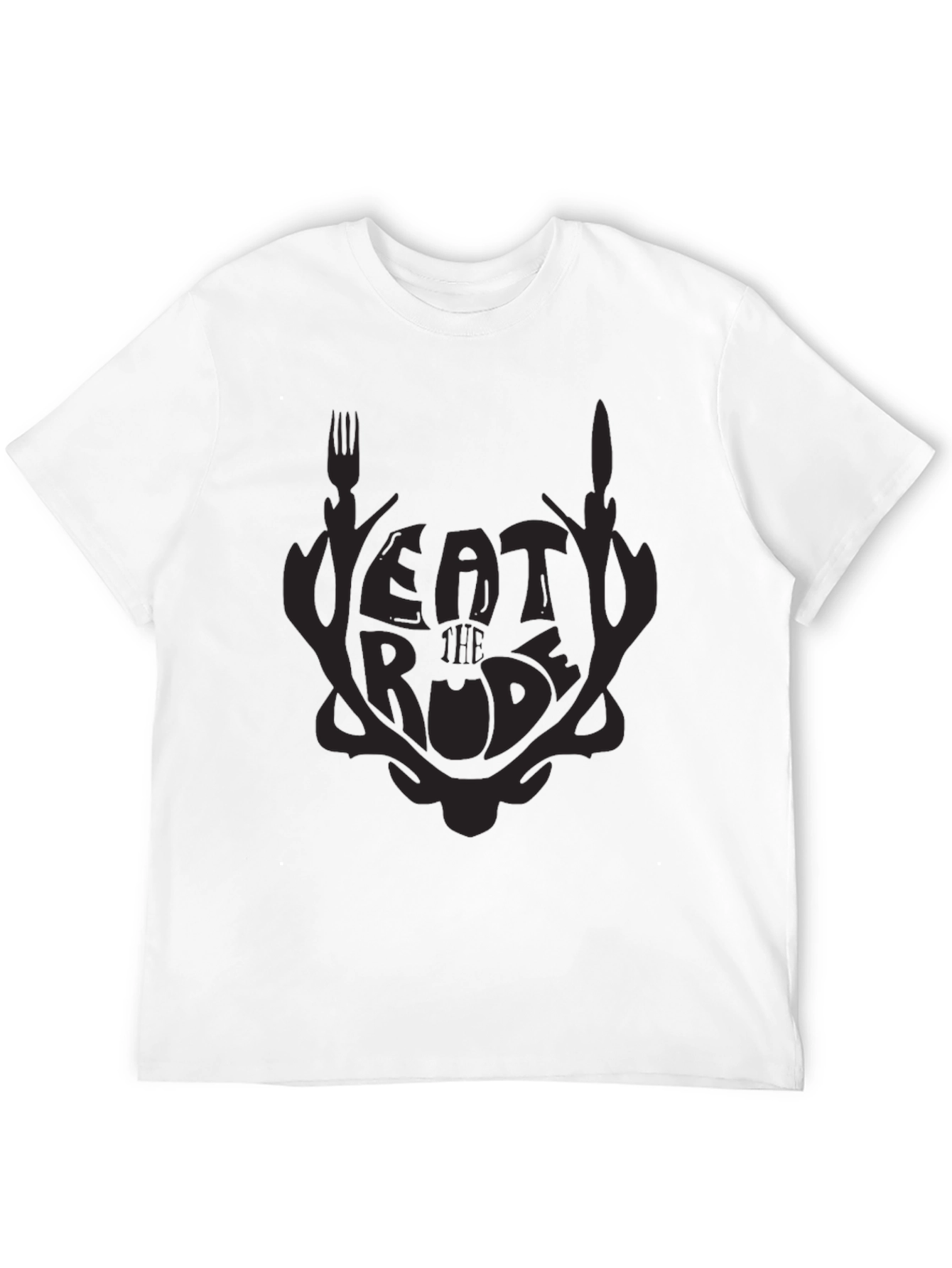 Black Eat The Rude Black Graphic T-Shirt view 12