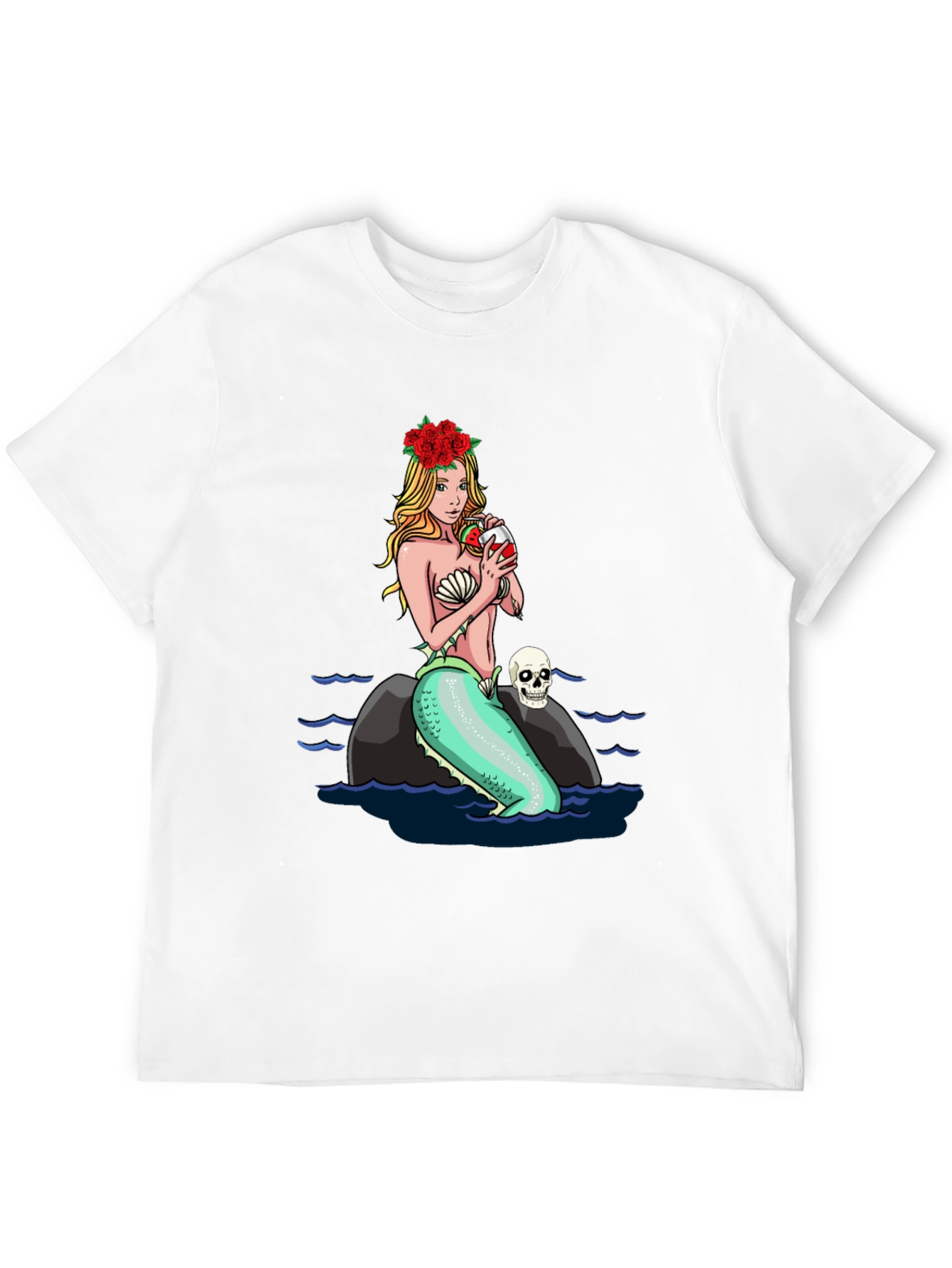Black Mermaid Drinking Wine T-Shirt view 12