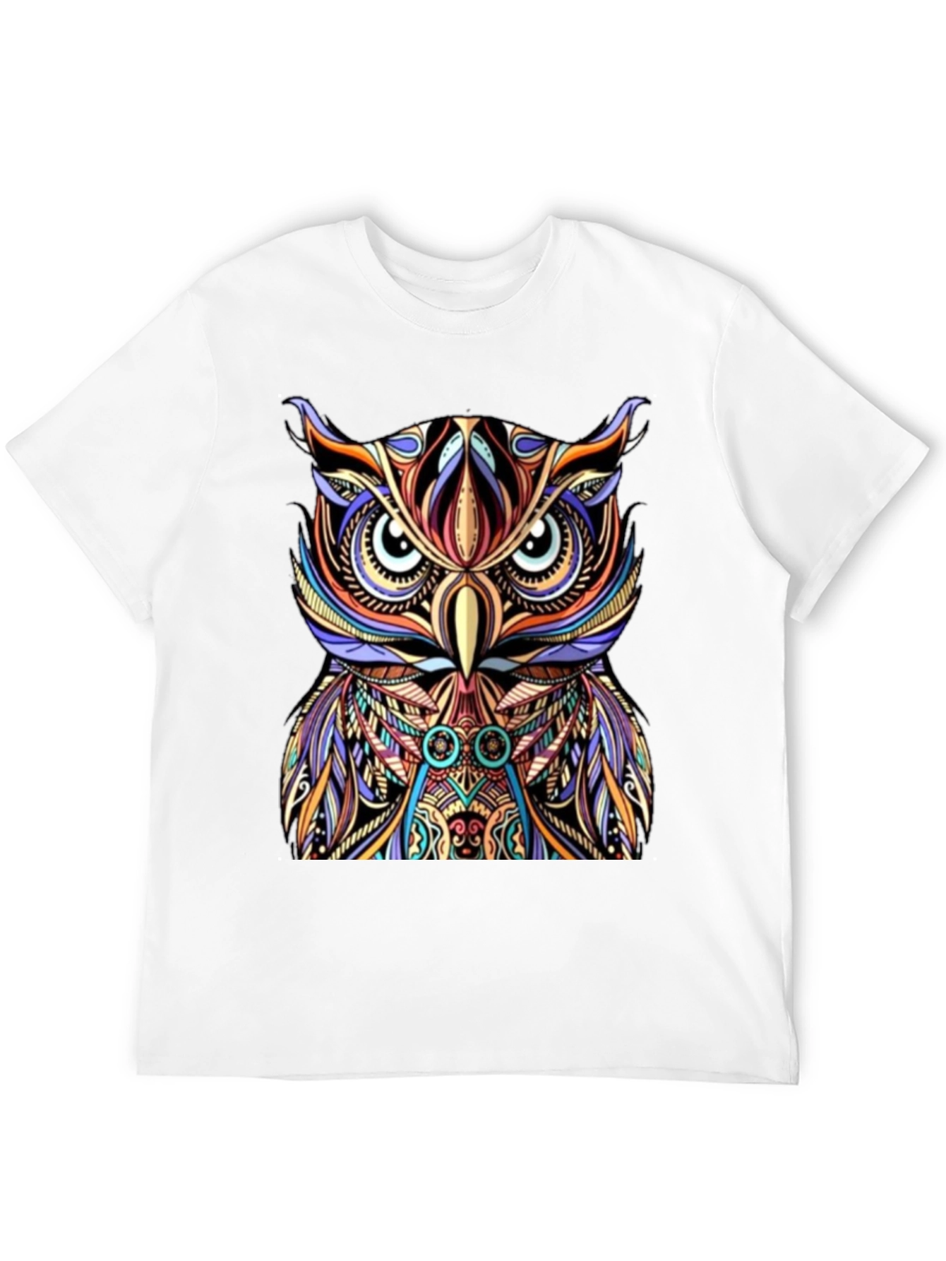 Black Colorful Owl Graphic Print Tee view 12