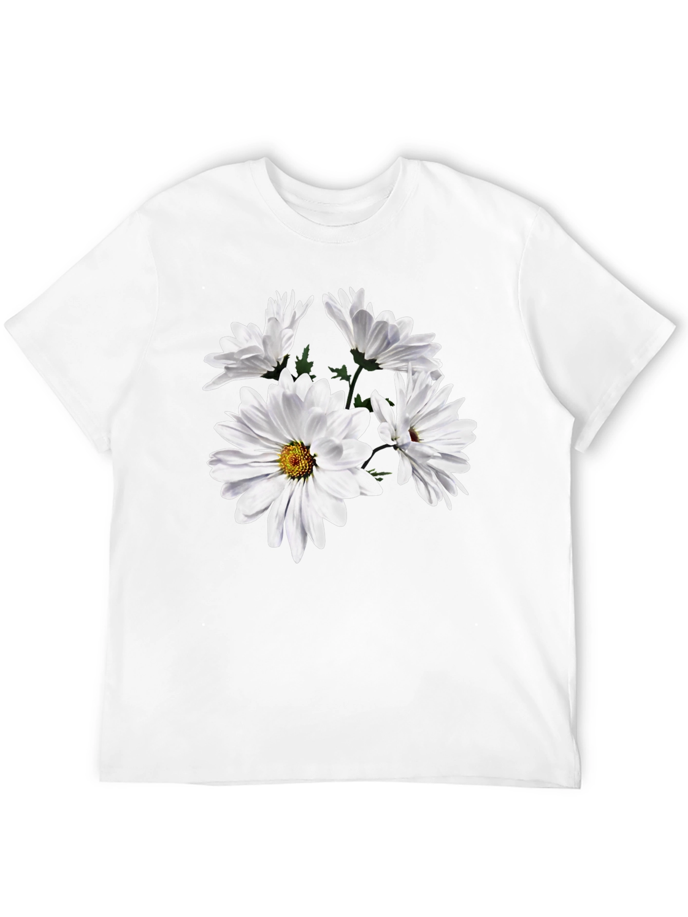 Black Daisy Flower Graphic Tee - Black Cotton T-Shirt view 12