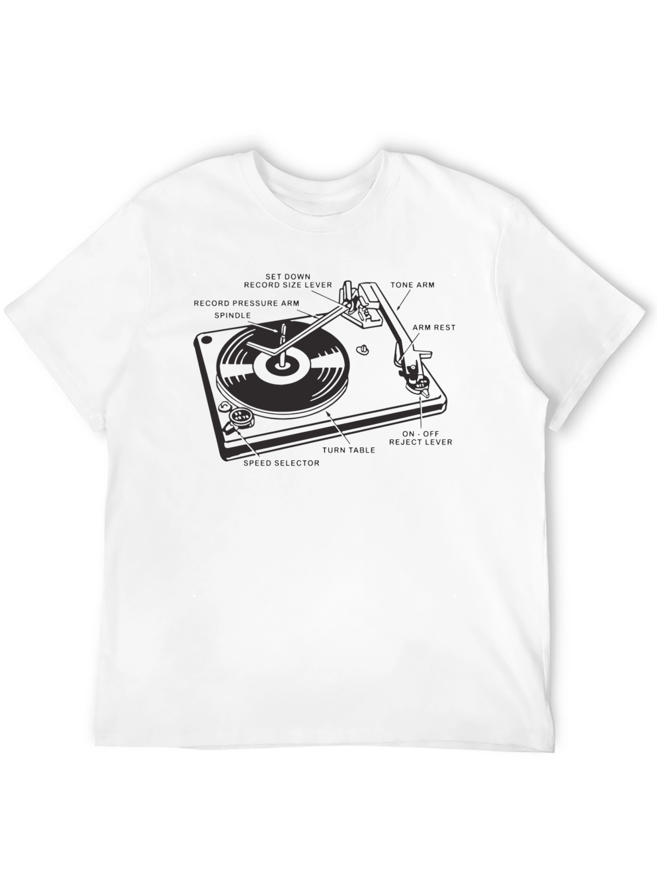Black Turntable Anatomy Black T-Shirt view 12