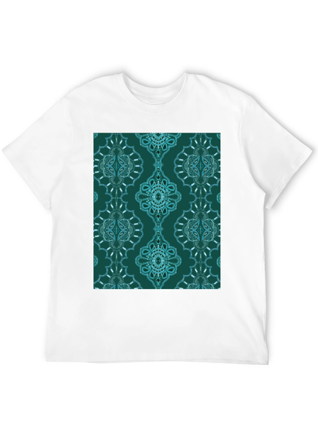 Black Stylish Patterned Teal T-Shirt view 12