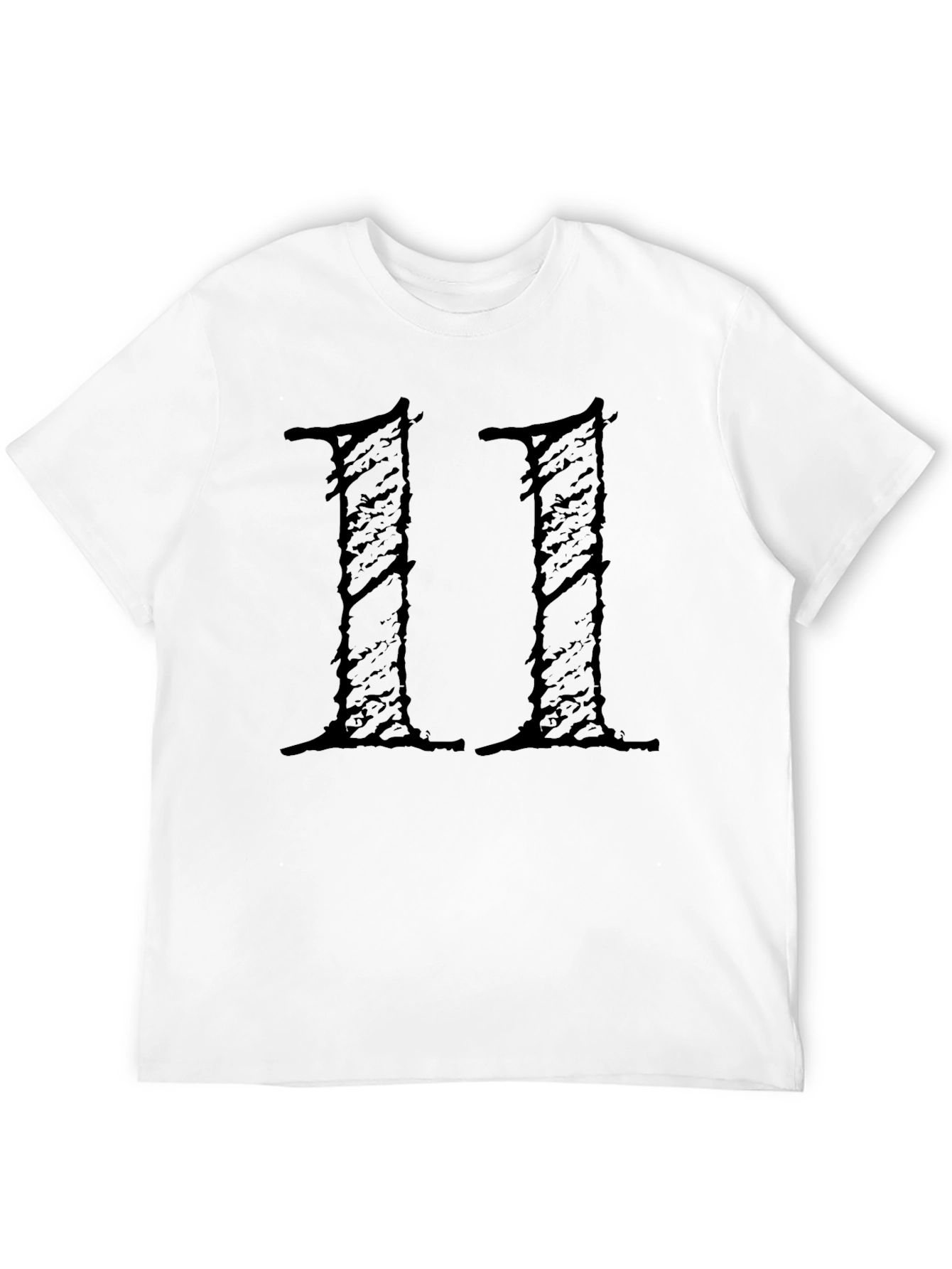 Black Grunge Number 11 Graphic Tee - Black Cotton T-Shirt view 12