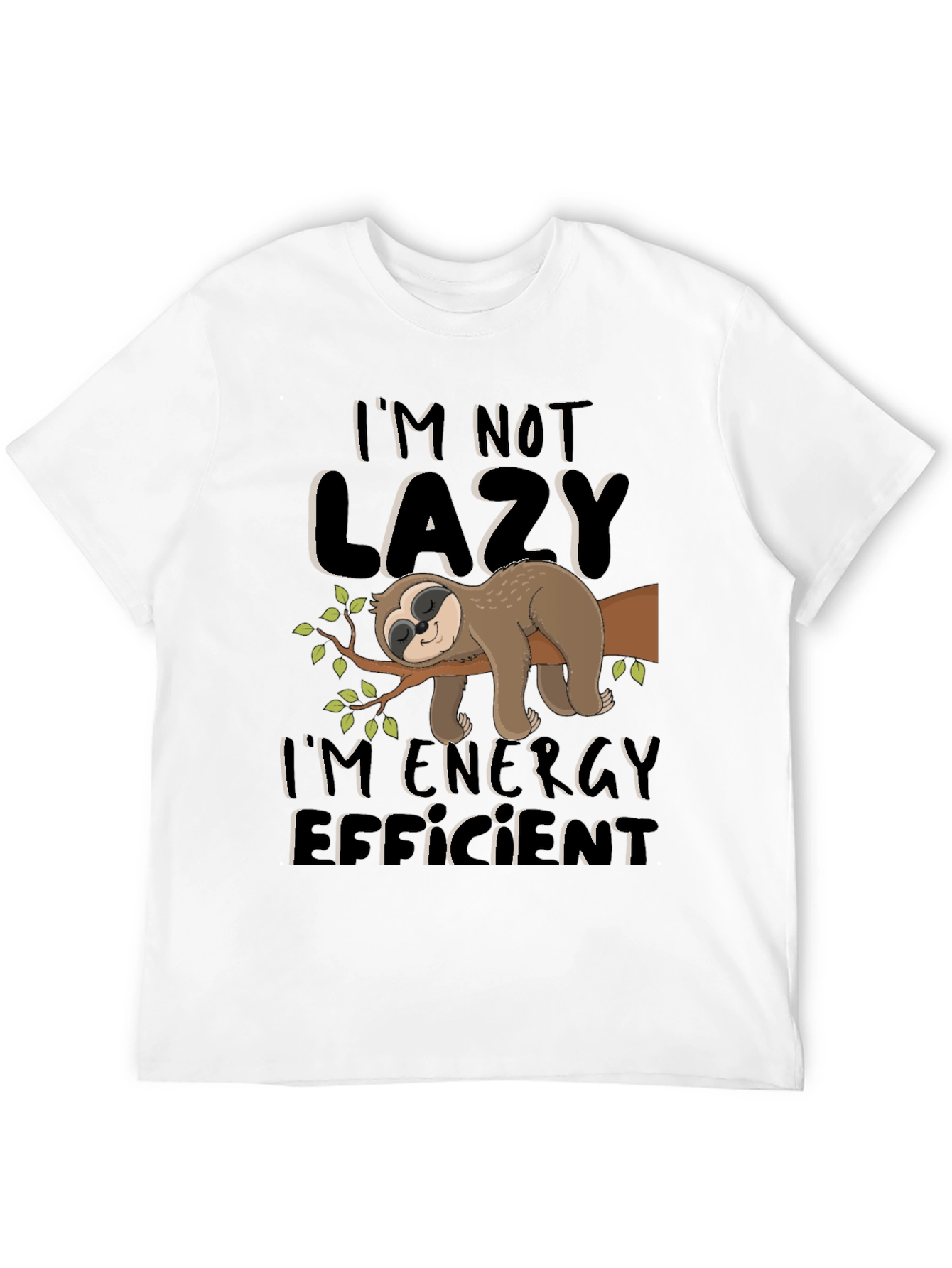 Black Funny Sloth Energy Efficient Graphic T-Shirt view 12