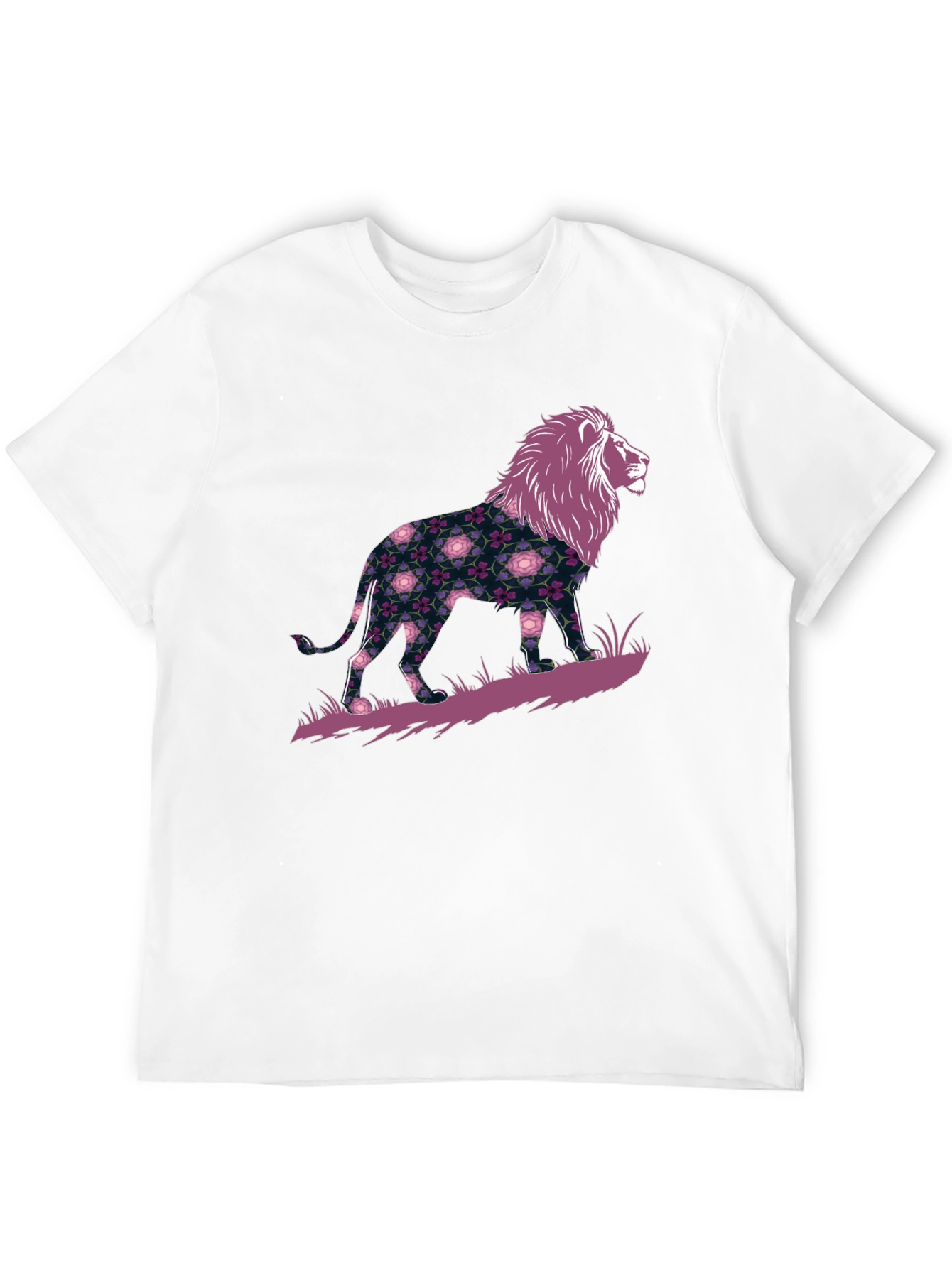 Black Floral Lion Graphic Tee - Men's Black T-Shirt view 12