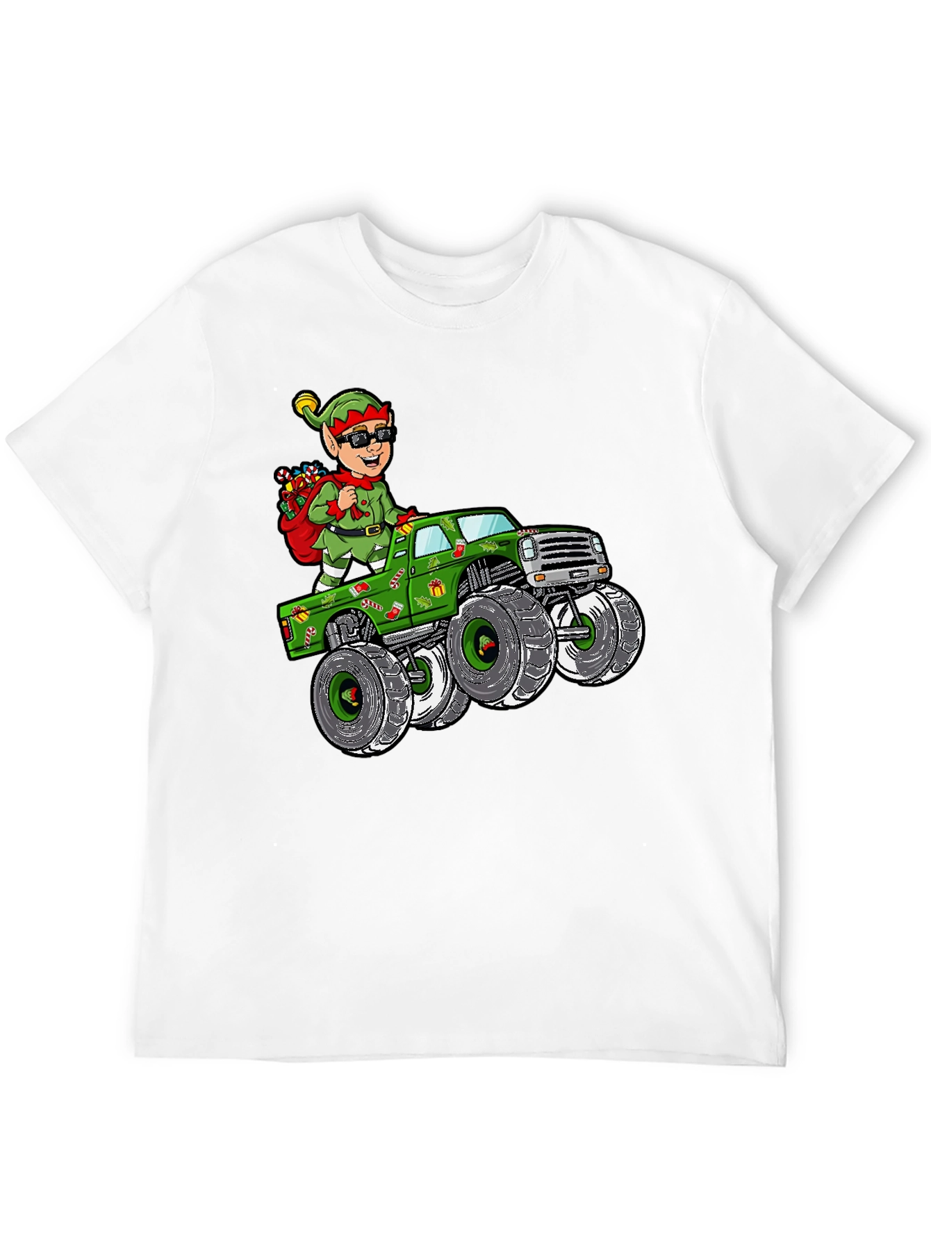 Elf Monster Truck Christmas Graphic Tee - 12