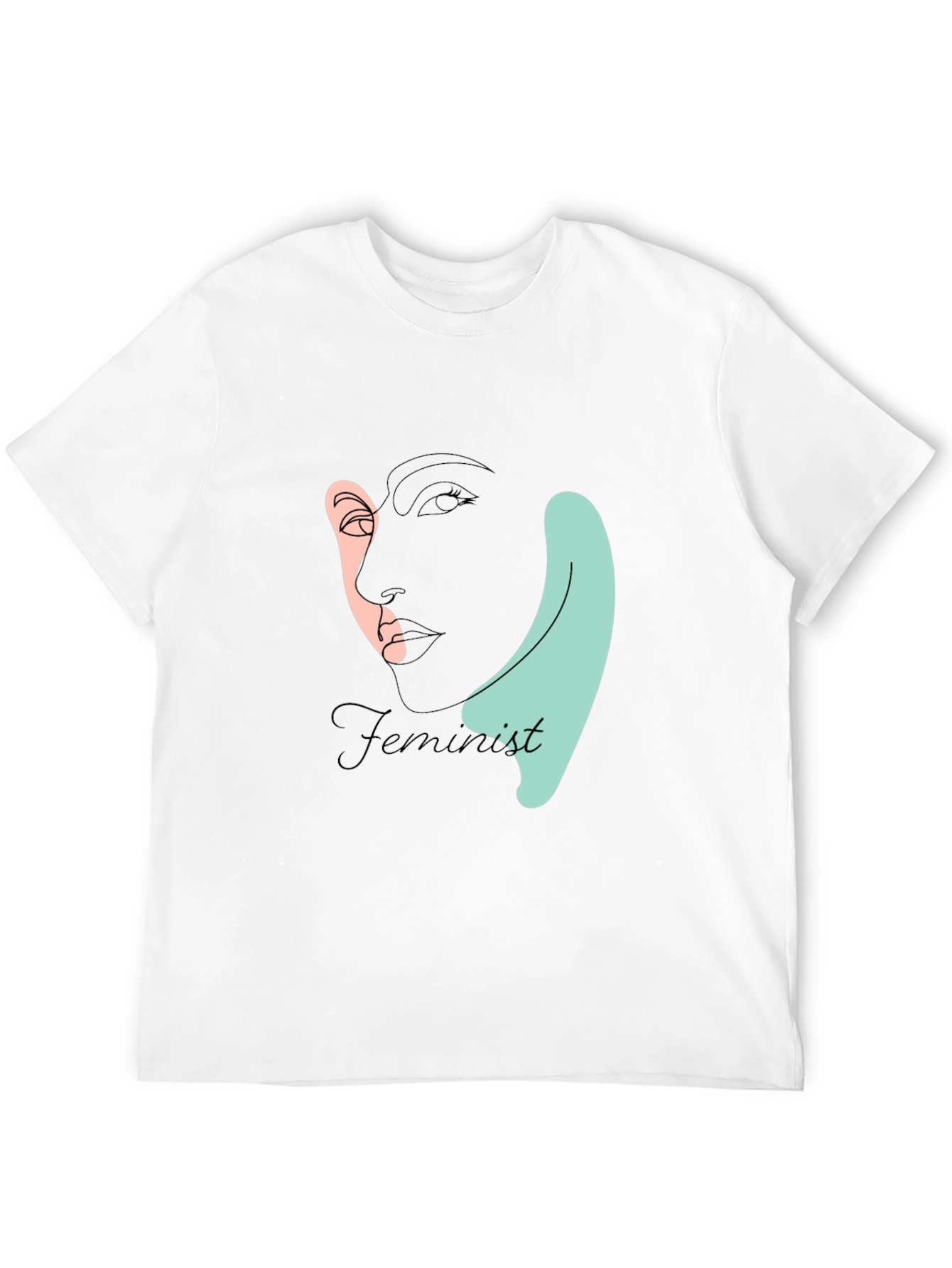 Black Feminist Line Art T-Shirt - Black view 12