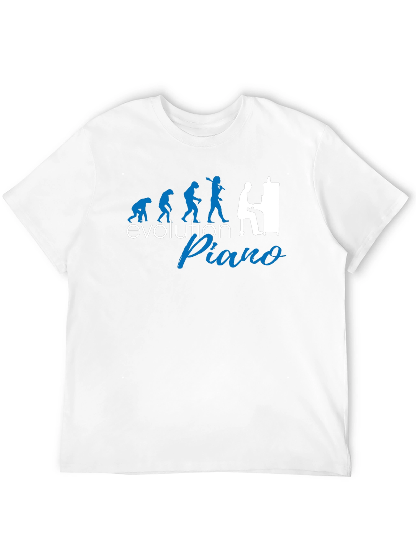 Black Evolution of Piano Player T-Shirt - Black Cotton Tee view 12