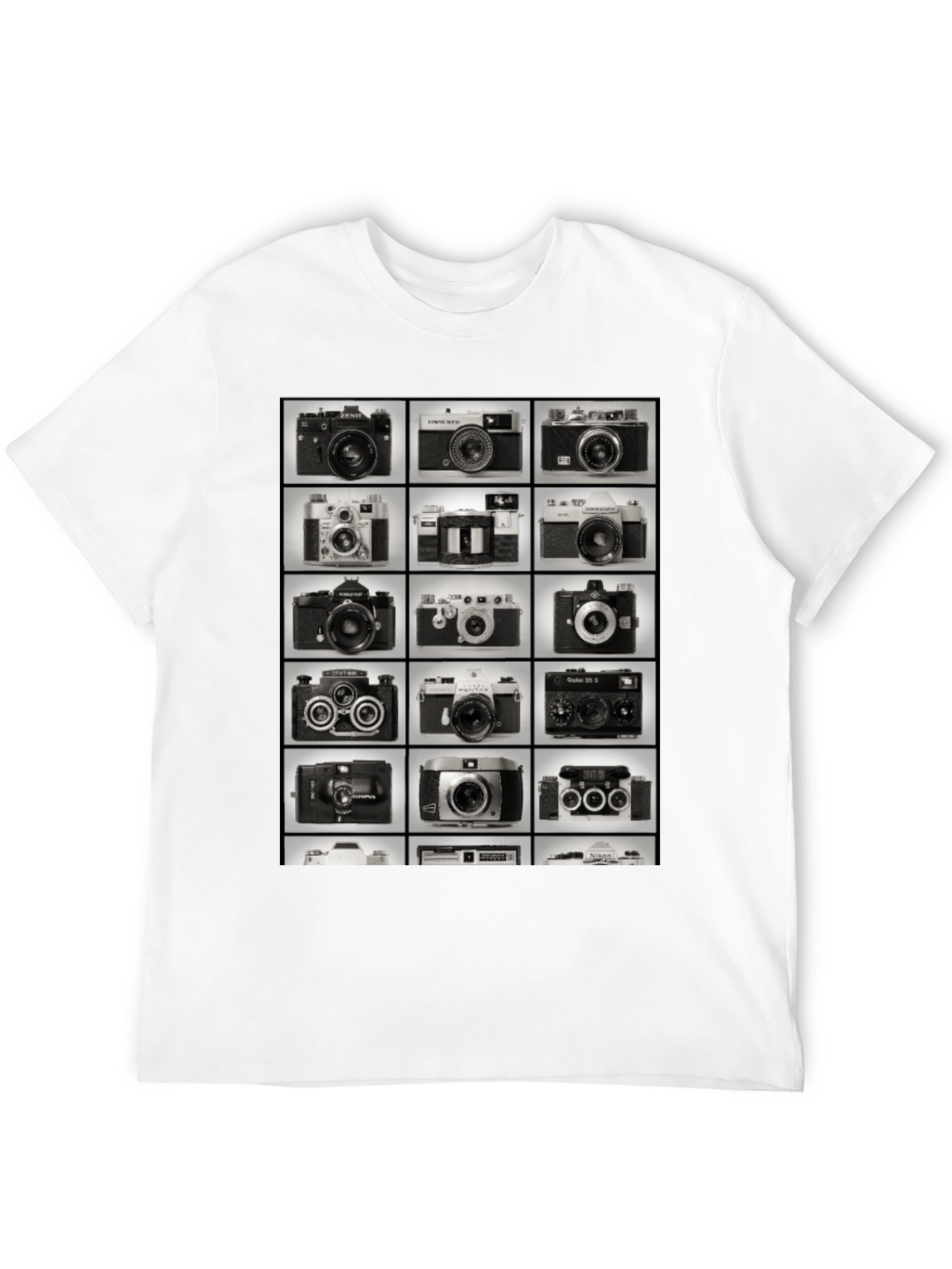 Black Vintage Camera Collage Graphic T-Shirt view 12