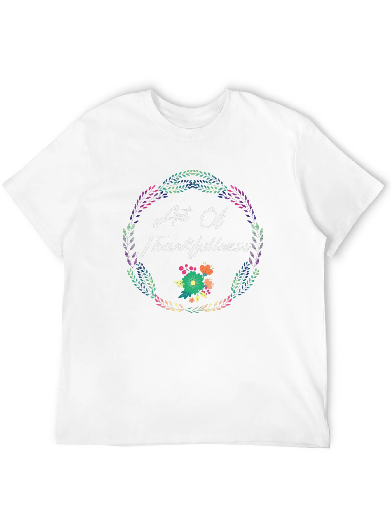 Black Art Of Thankfulness Floral Wreath Graphic Tee view 12