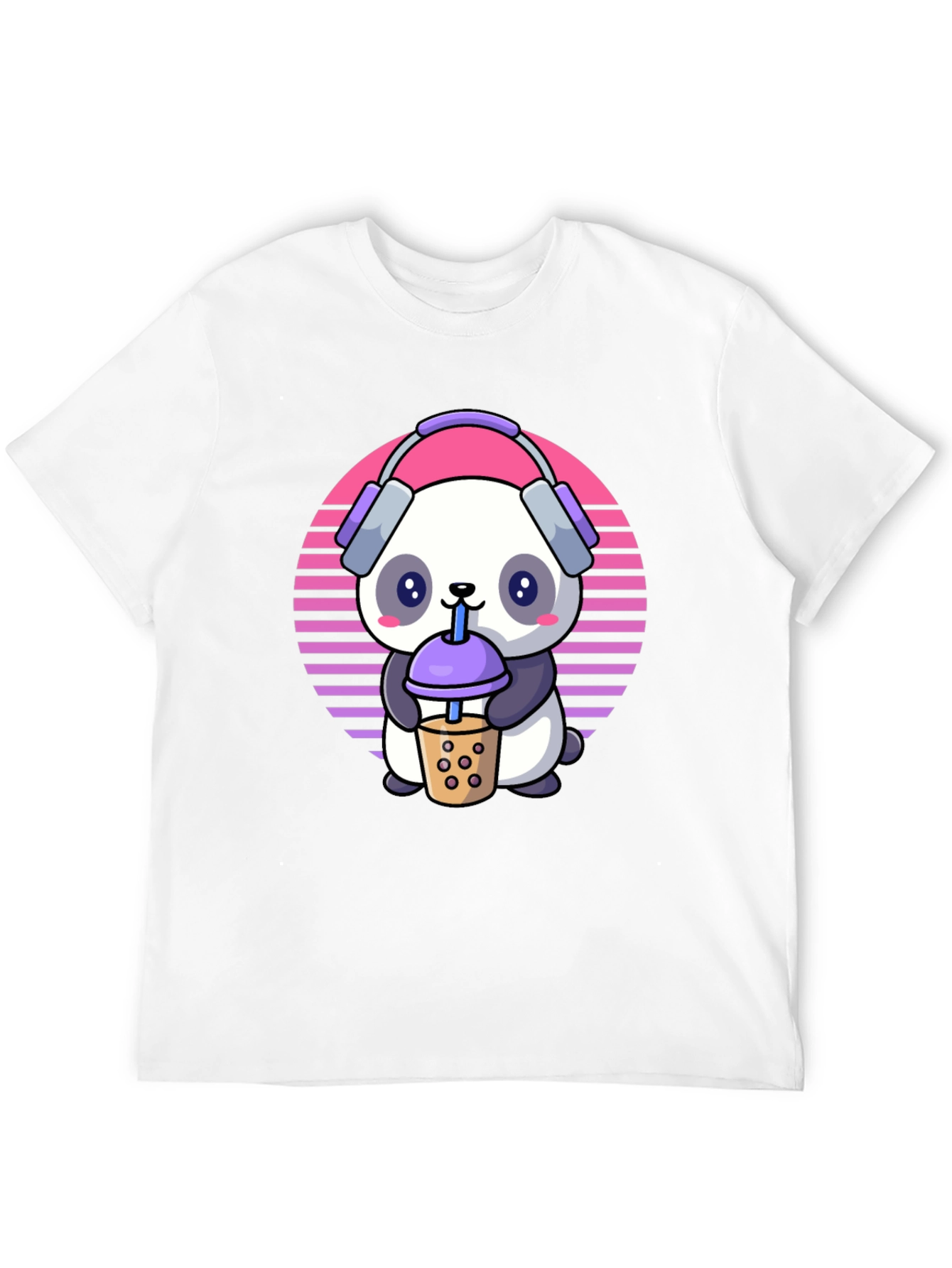 Black Cute Panda Bubble Tea T-Shirt view 12