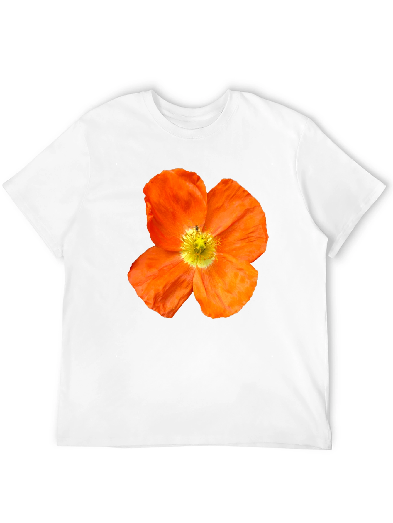 Black Floral Print T-Shirt - Bold Orange Poppy Design view 12