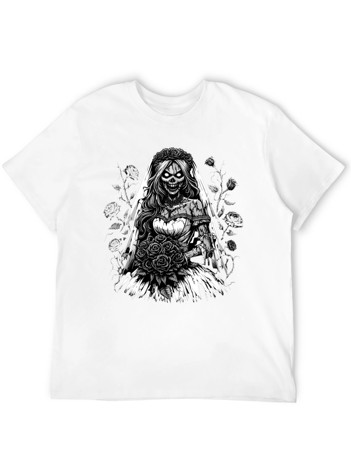 Black Zombie Bride T-Shirt - Unique Gothic Design view 12