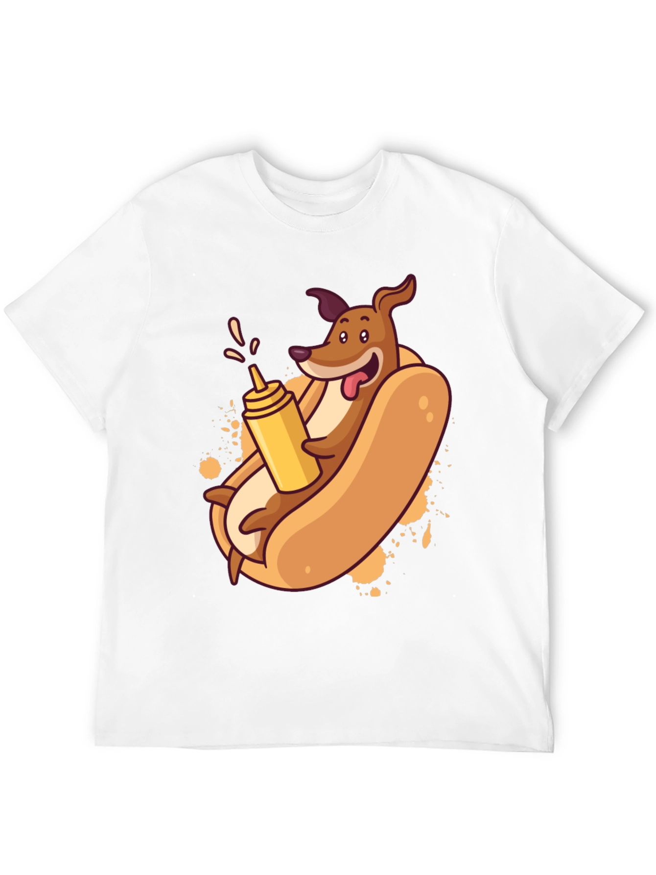 Black Funny Dachshund Hot Dog Cartoon T-Shirt view 12