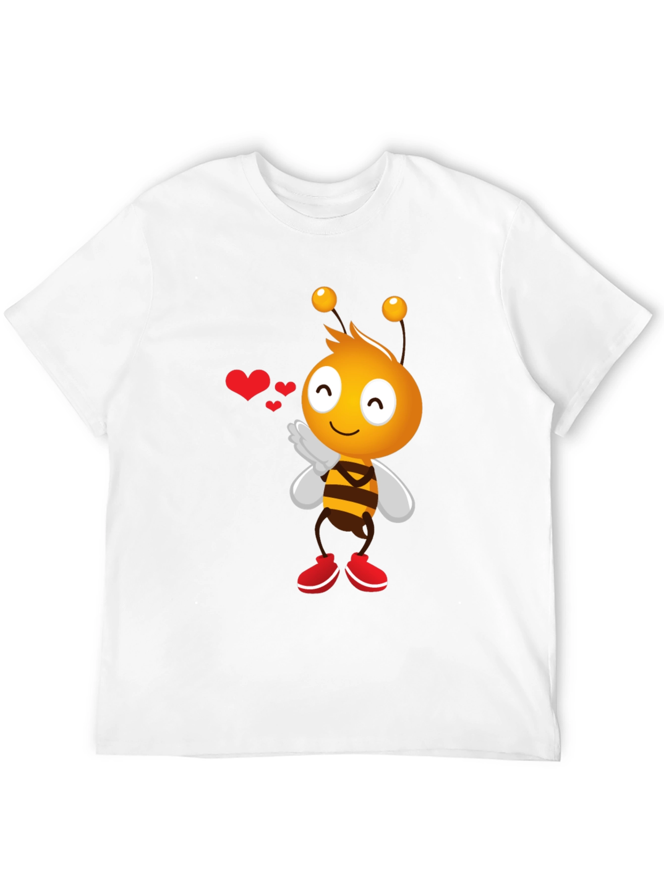 Black Cute Bee Cartoon Graphic T-Shirt view 12