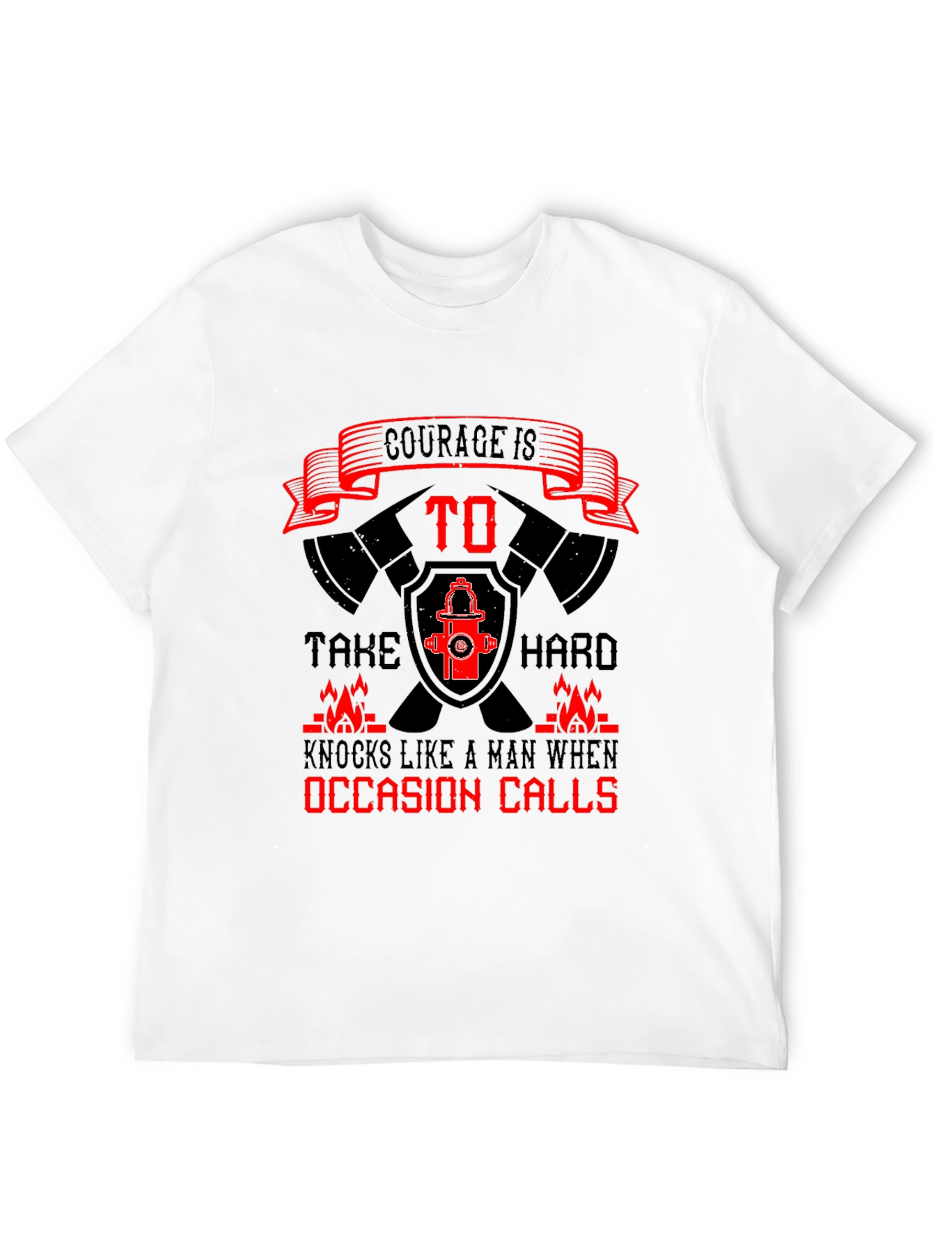 Black Courage Firefighter T-Shirt - Black Cotton Tee view 12