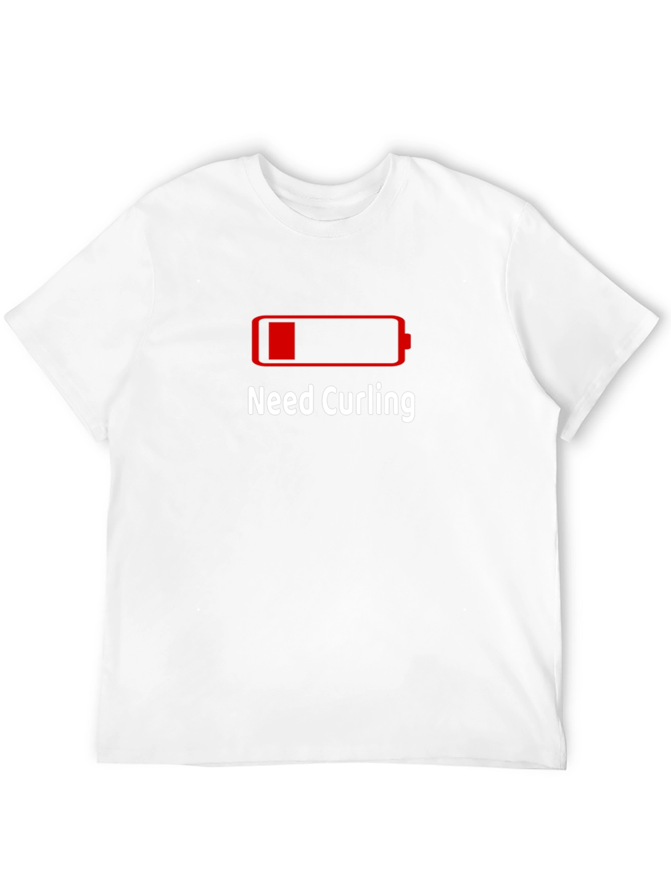 Black Need Curling T-Shirt - Low Battery Funny Tee view 12