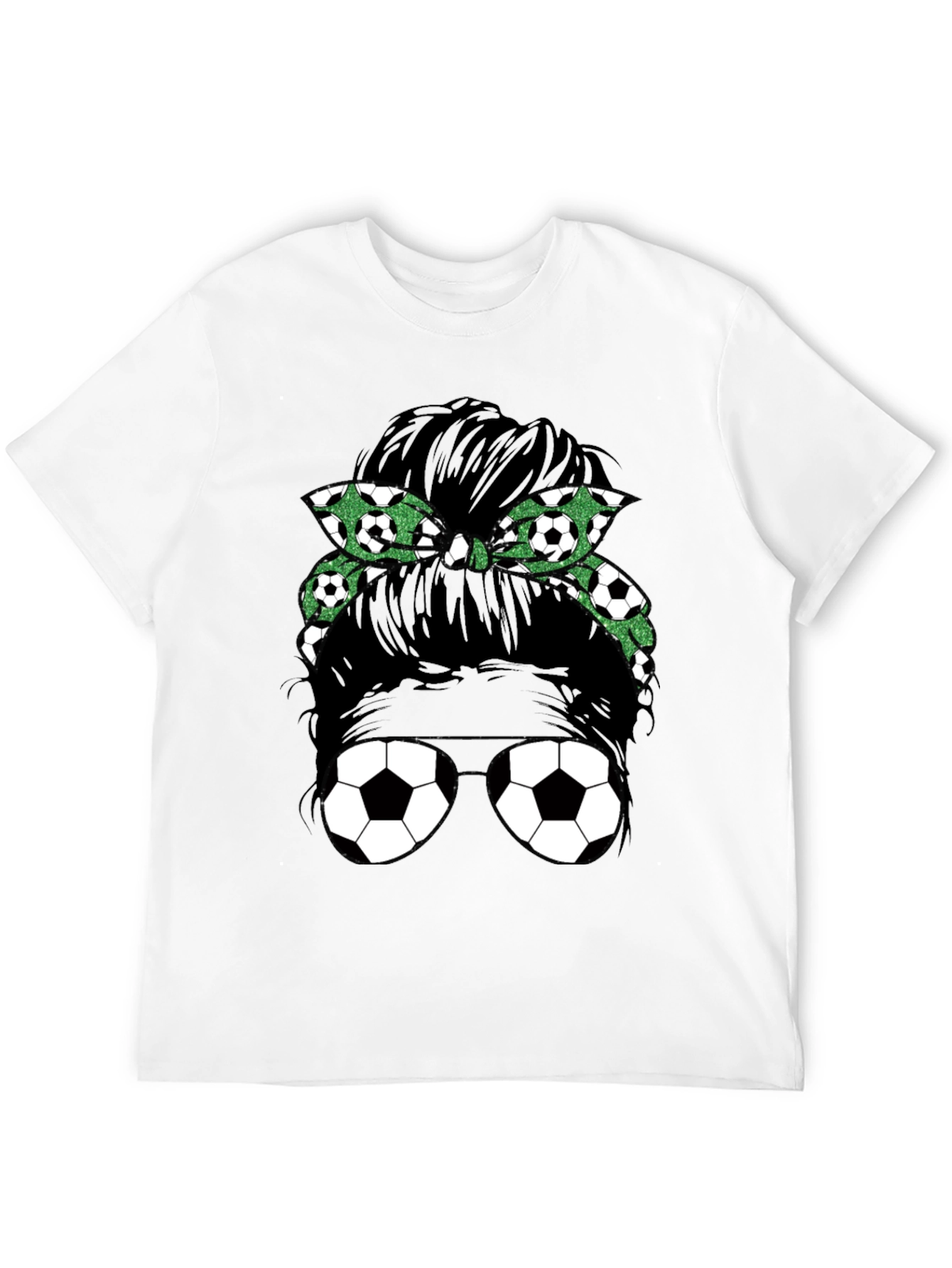 Black Soccer Mom Messy Bun Graphic Tee - Black view 12