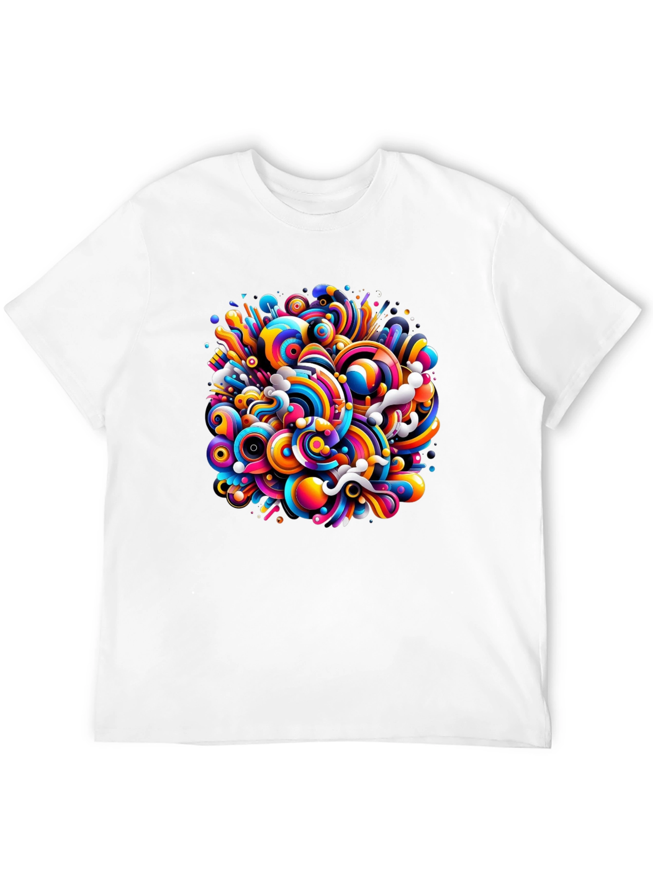 Black Colorful Swirl Graphic Black T-Shirt view 12