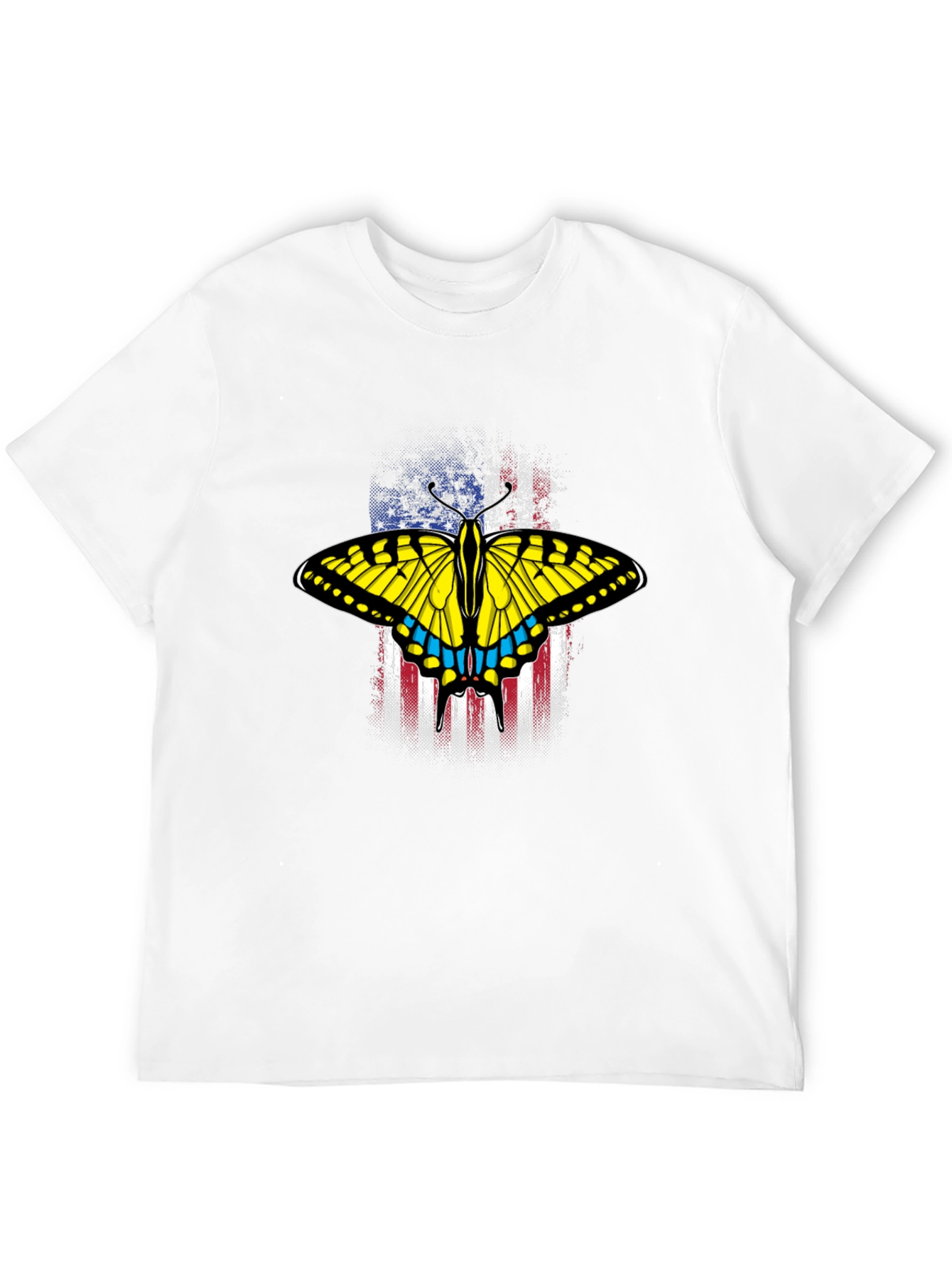 Black American Flag Butterfly Graphic T-Shirt view 12