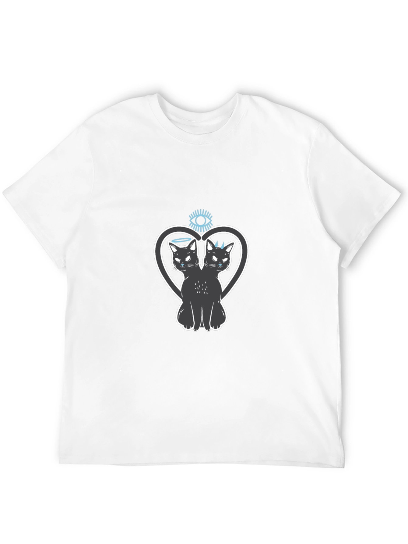 Black Two-Headed Cat Heart Graphic Tee view 12