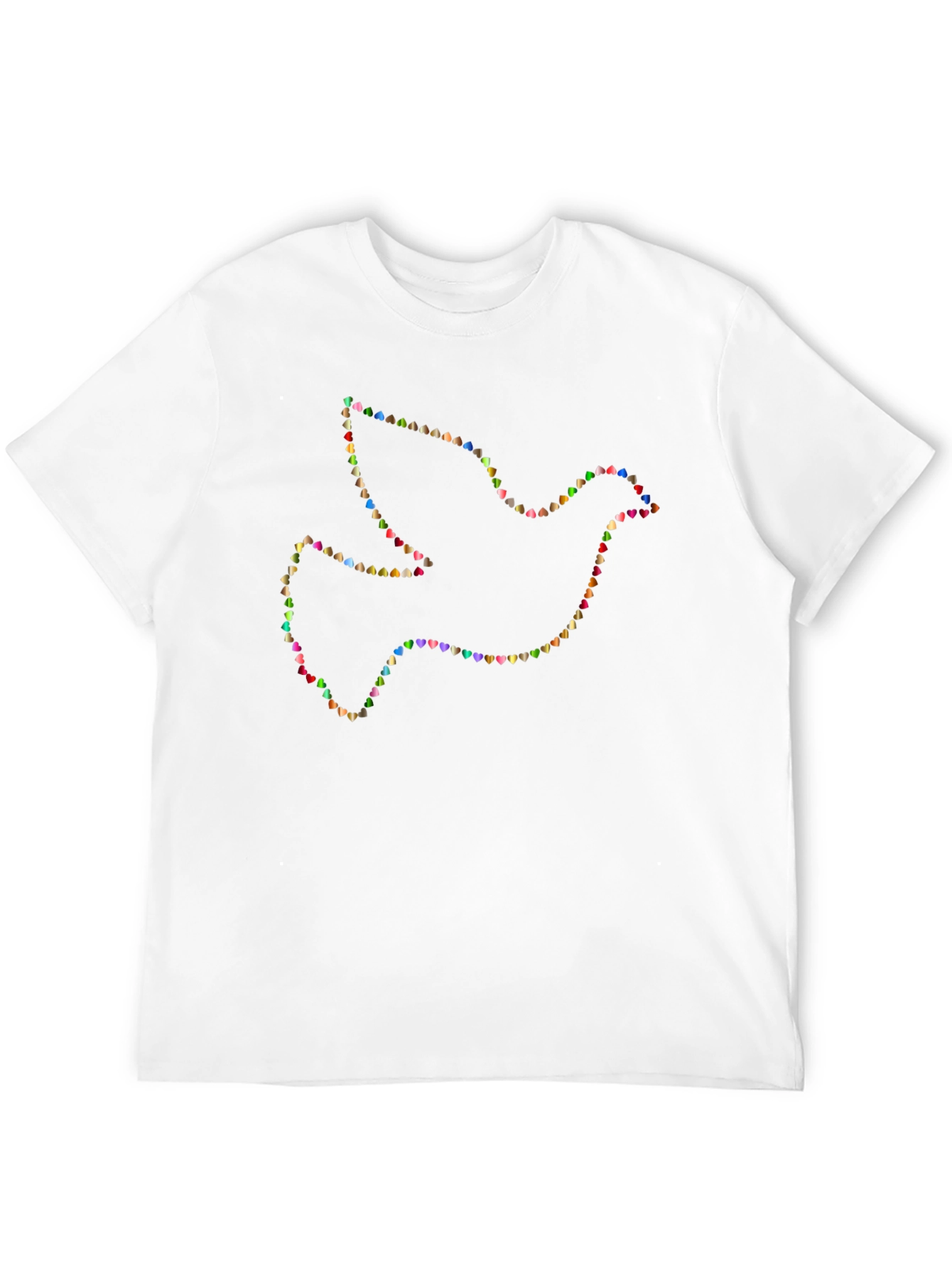 Black Peace Dove T-Shirt: Heart Outline Design, Black Tee view 12