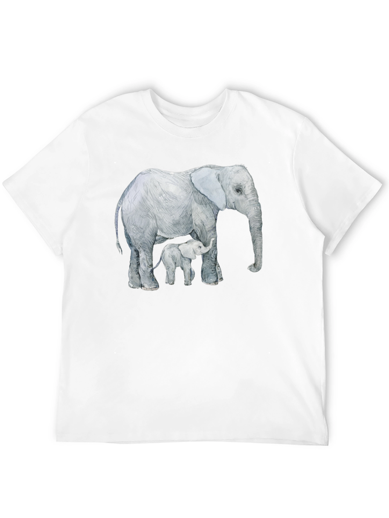 Black Elephant and Calf Graphic Tee - Black Cotton Comfort view 12