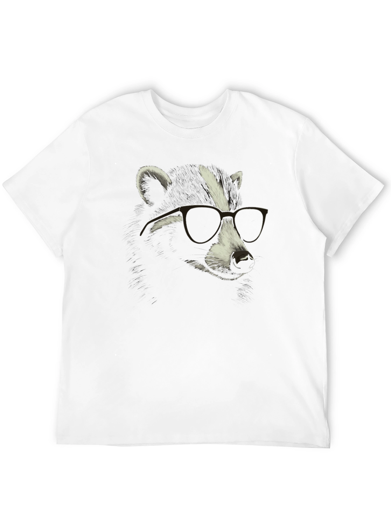 Black Cool Raccoon Graphic Tee - Black Cotton T-Shirt view 12