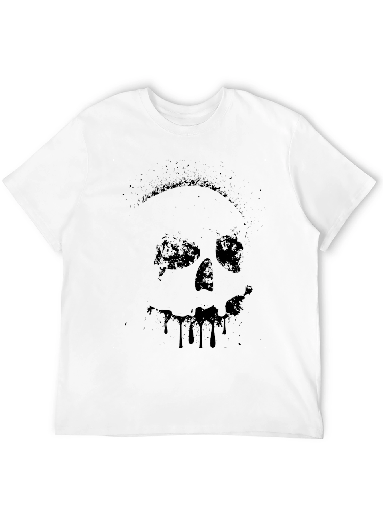Black Men's Black Skull Graphic Print T-Shirt view 12