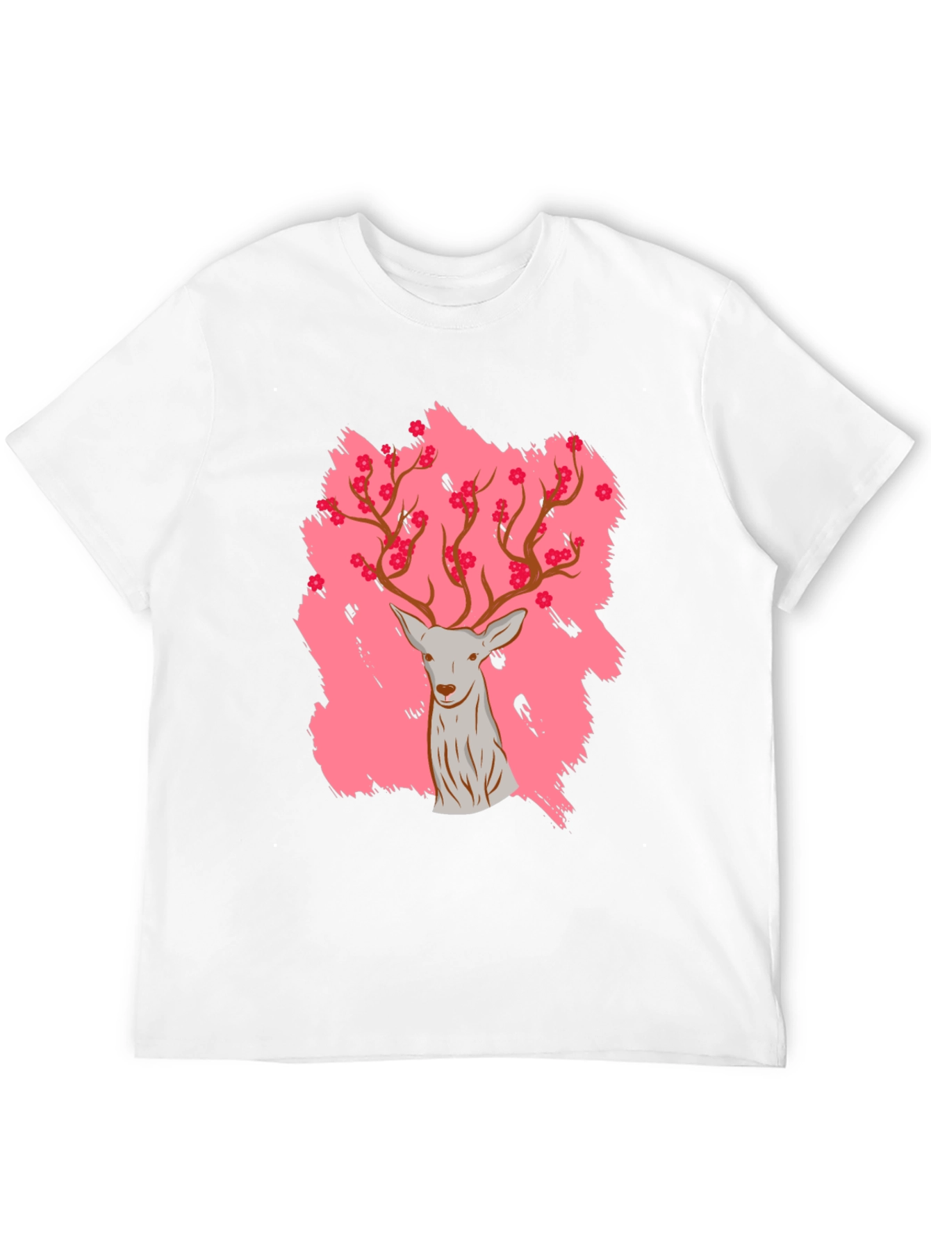 Black Deer with Floral Antlers Graphic Black T-Shirt view 12