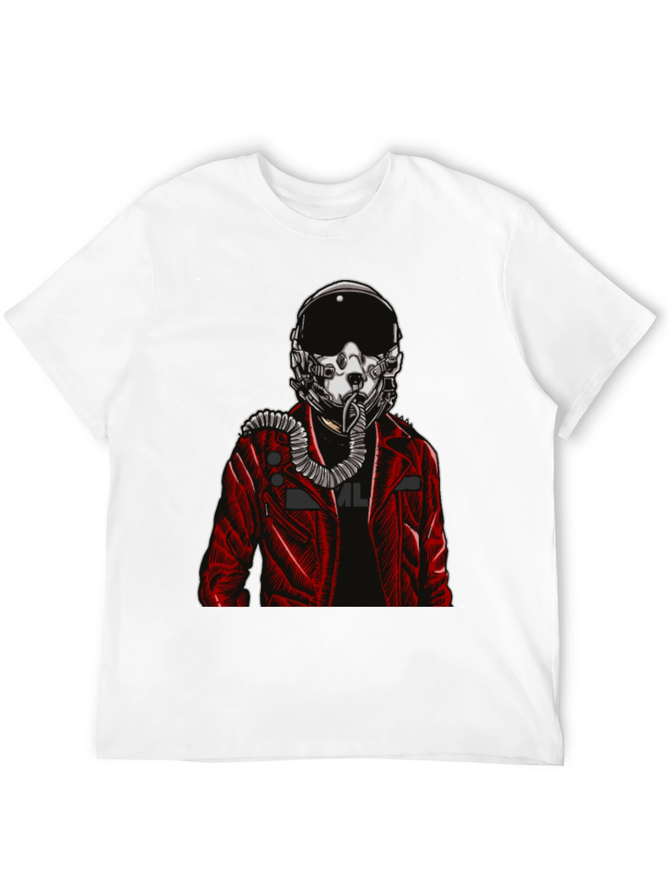 Black Pilot Helmet Graphic Tee - Bold Black Cotton Shirt view 12