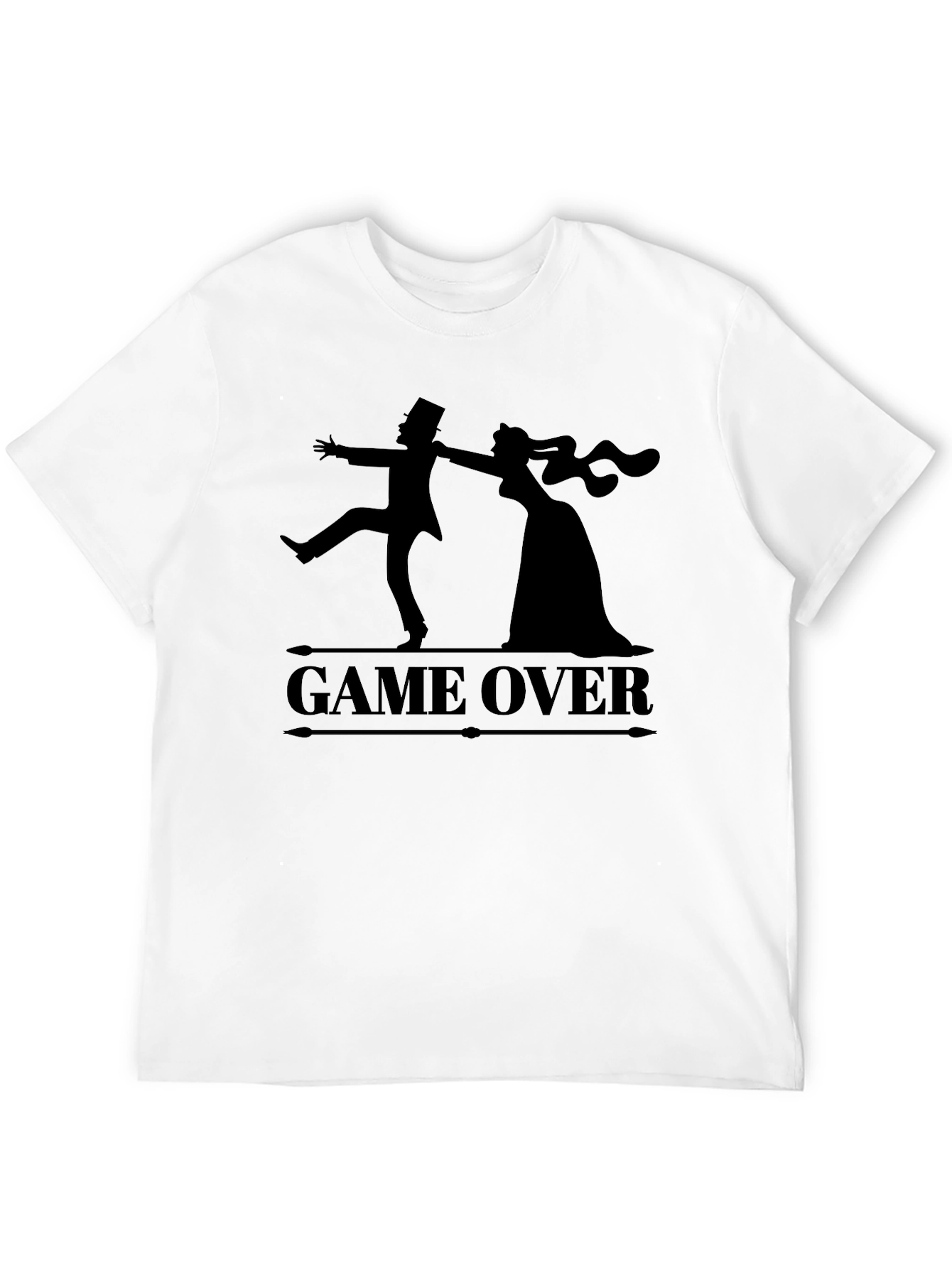 Game Over Bride & Groom Black T-Shirt - 12