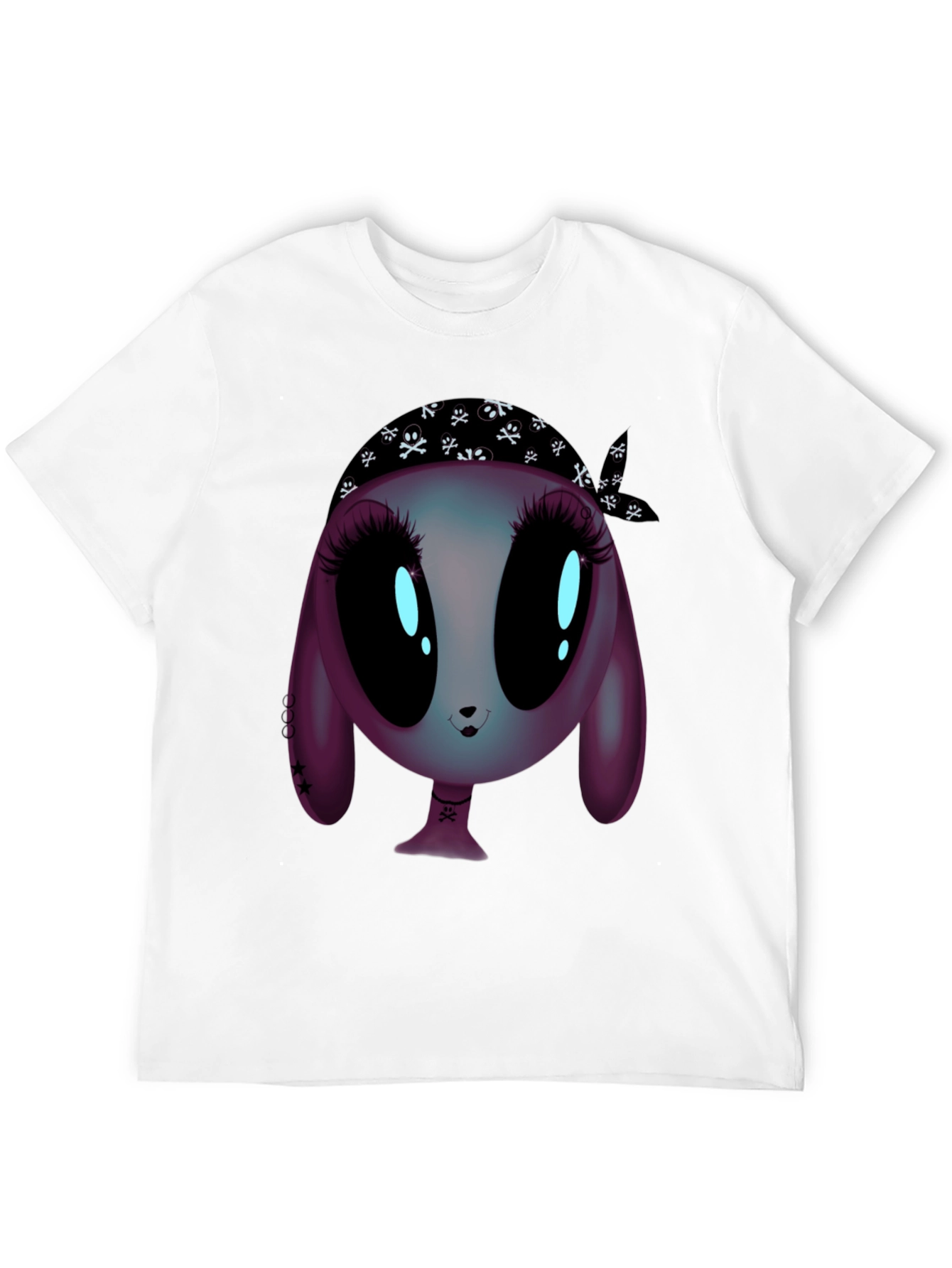 Black Alien Cartoon Graphic Tee - Unisex Black T-Shirt view 12
