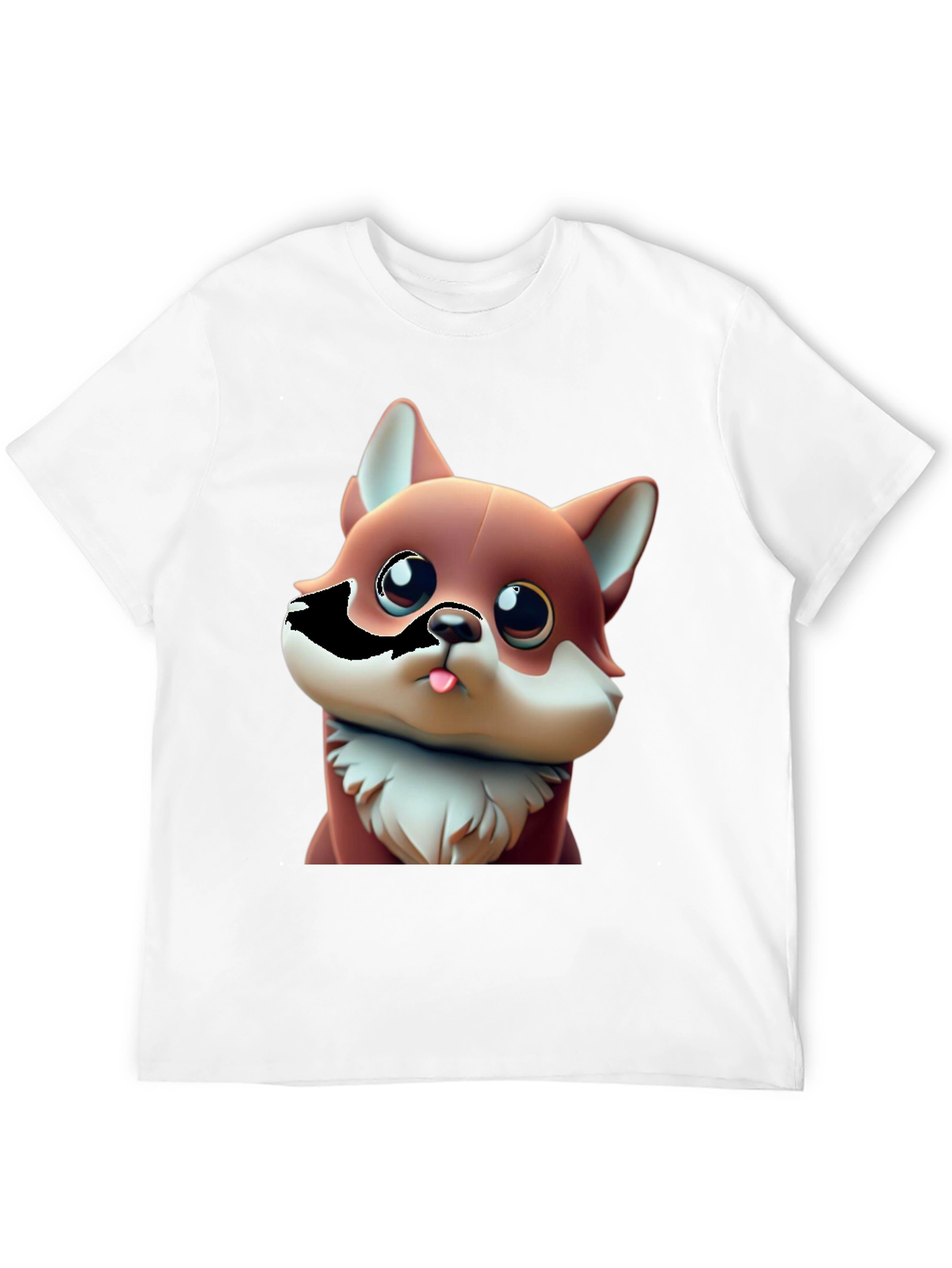 Black Cartoon Fox Black T-Shirt - Cute Animal Tee view 12