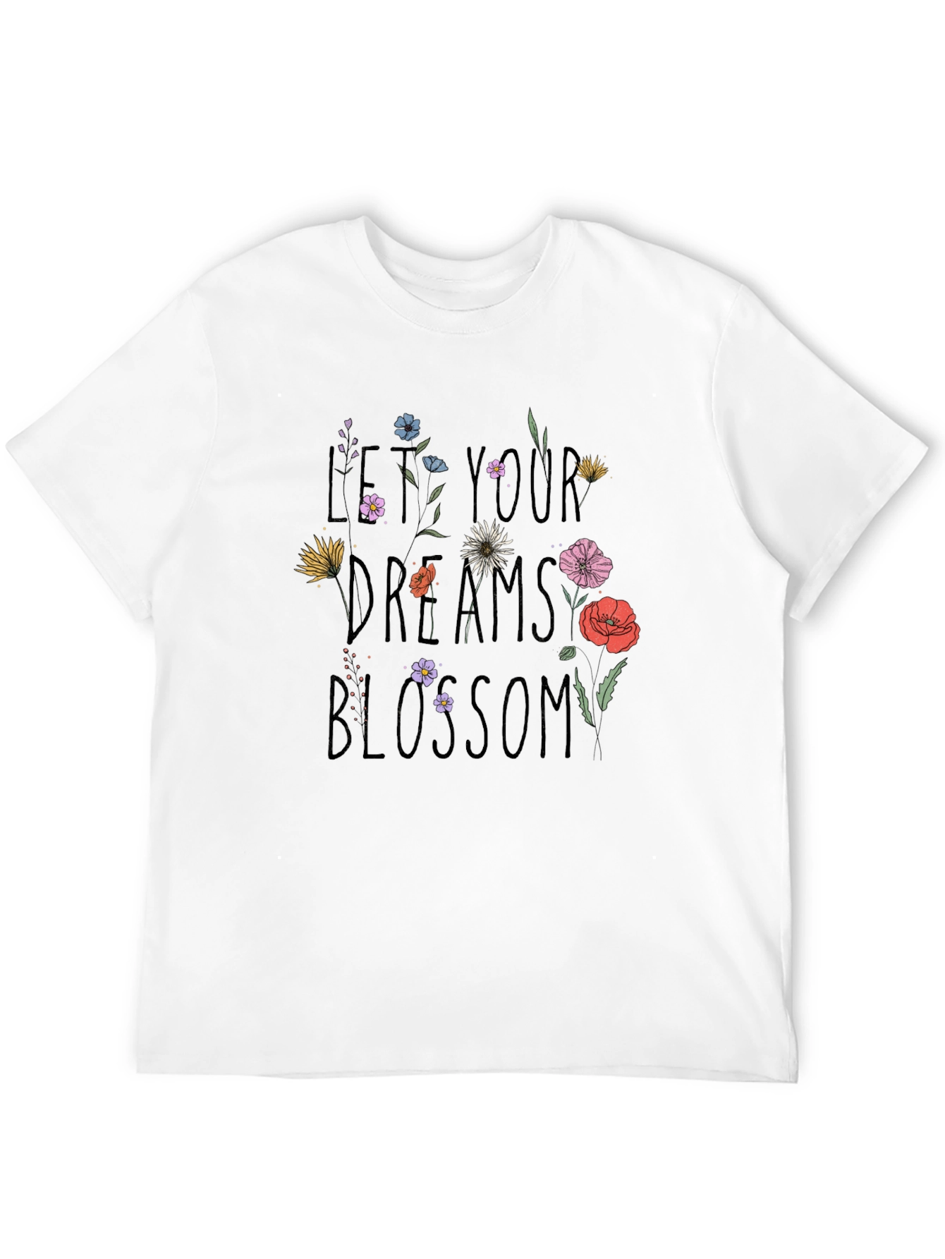 Black Floral Dreams Blossom Black T-Shirt view 12