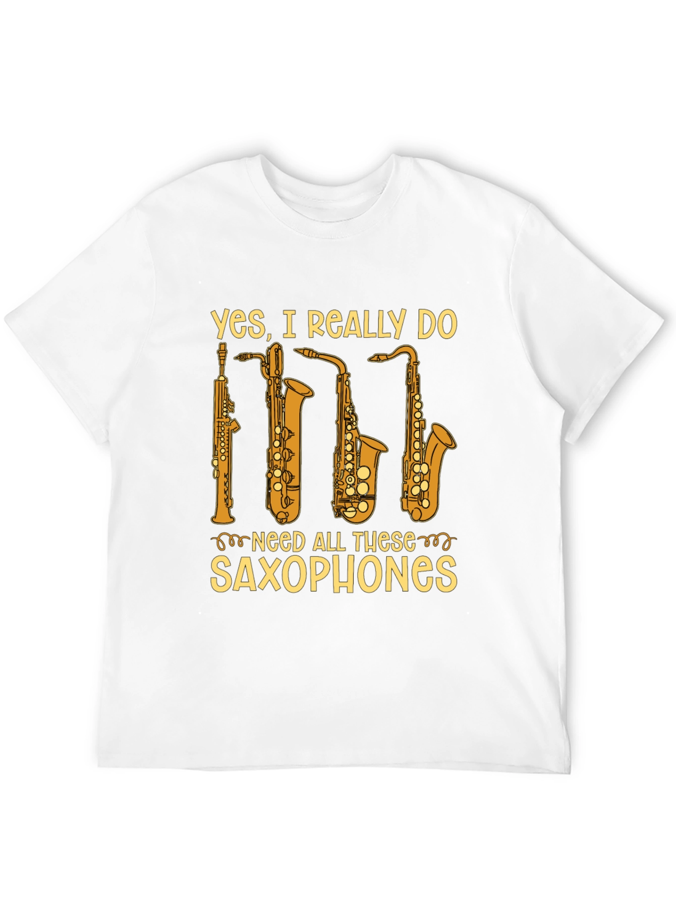Black Saxophone Lover T-Shirt - Yes, I Need All These Saxophones! view 12