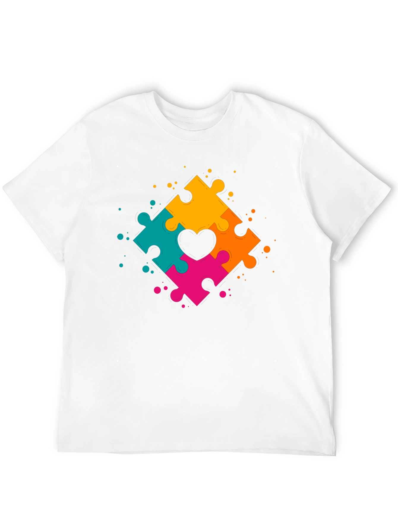 Black Autism Awareness Puzzle Heart T-Shirt view 12