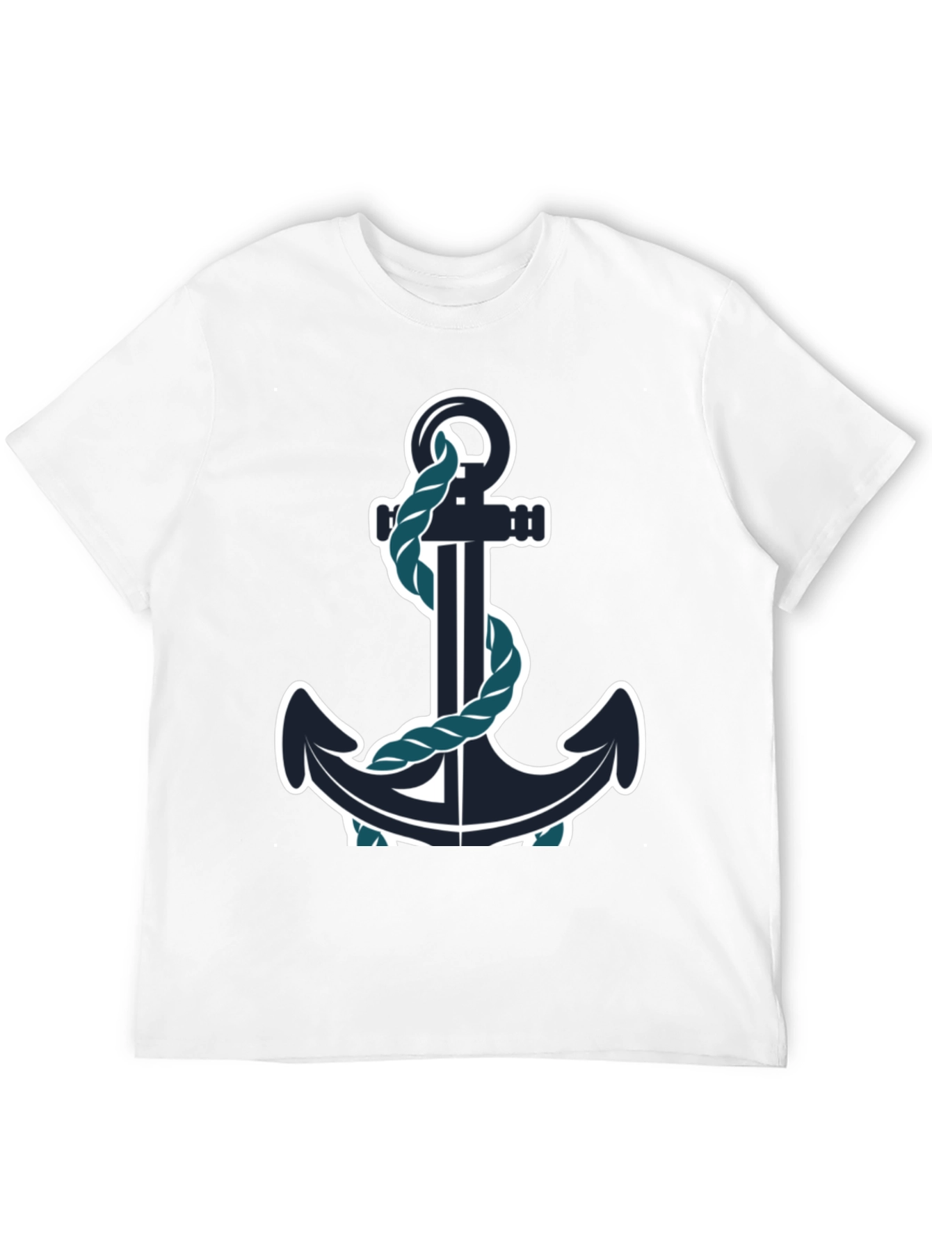 Black Nautical Anchor Graphic Tee - Black Cotton Blend view 12